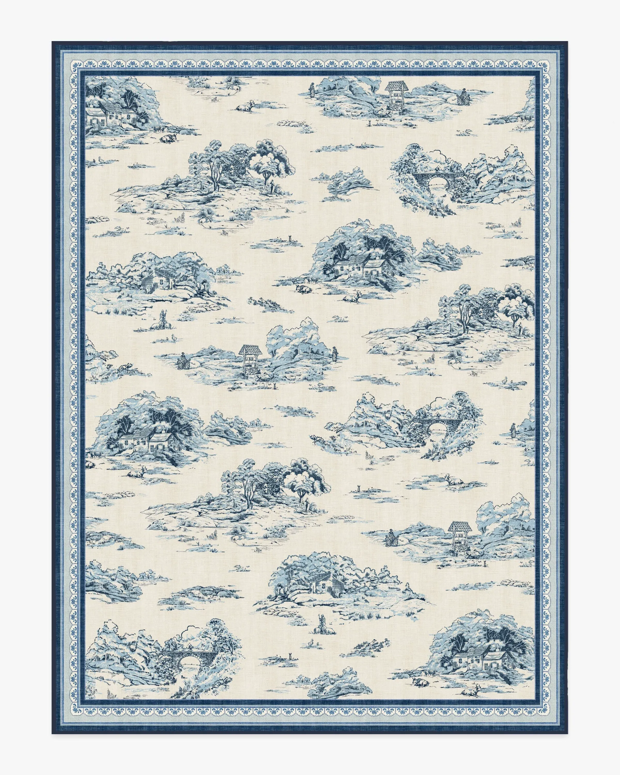 Large Area Rug Machine Washable - Blue
