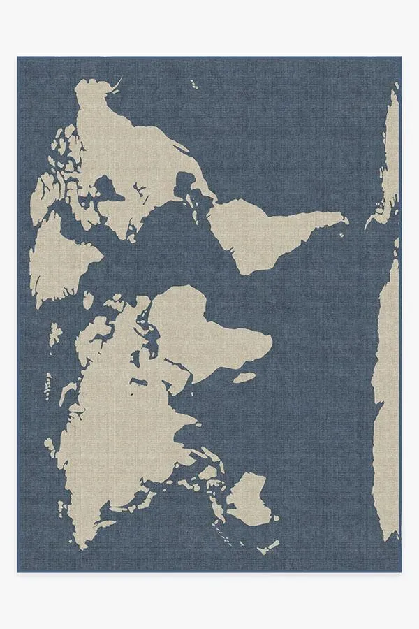 Large Area Rug Machine Washable - Blue