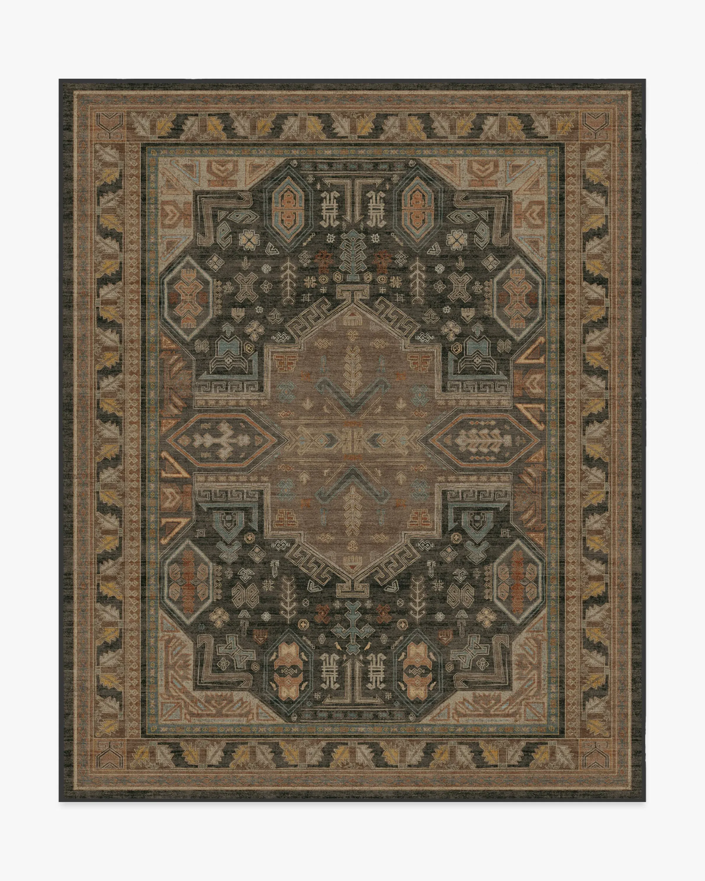 Large Area Rug Machine Washable - Brown