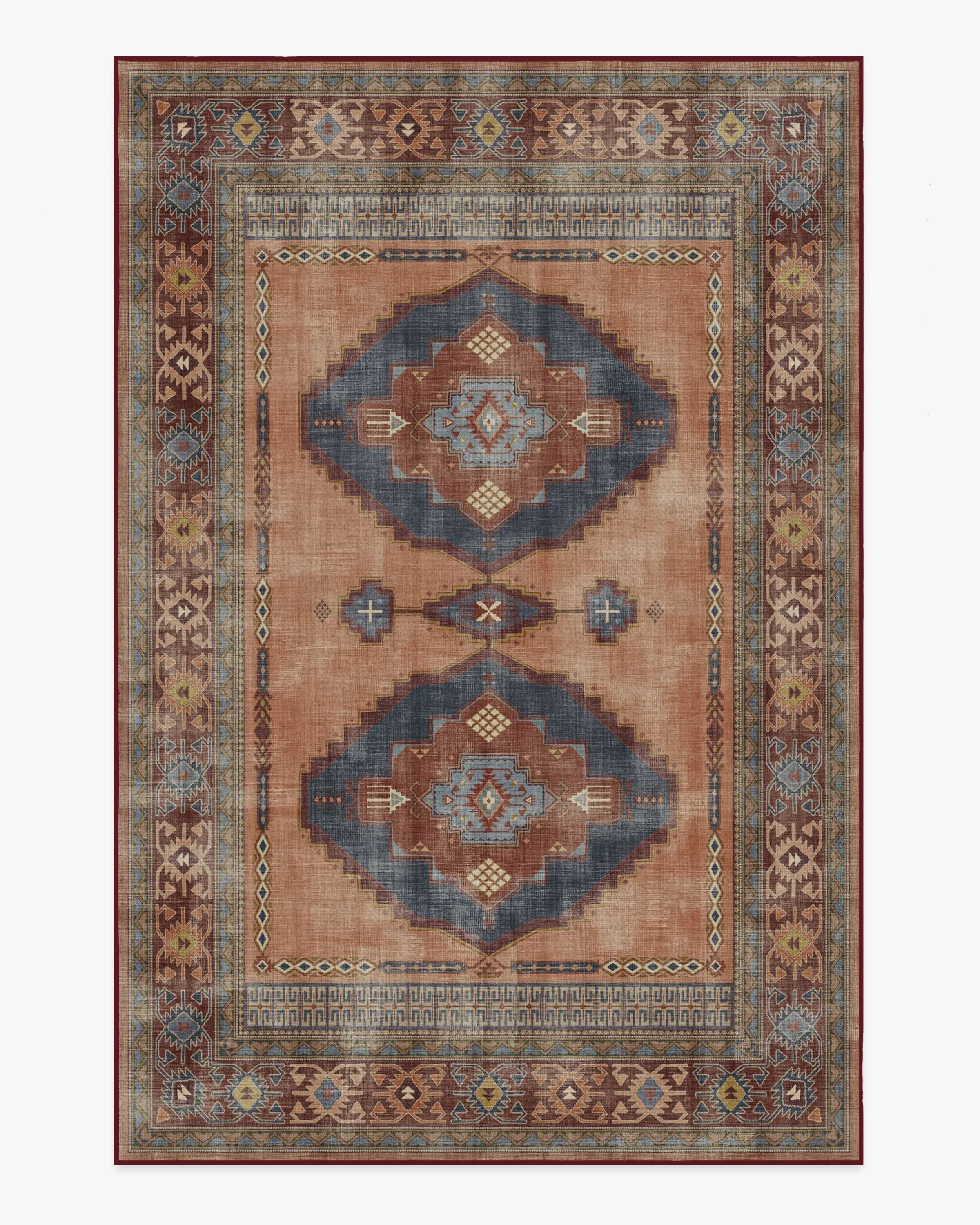 Large Area Rug Machine Washable - Copper Coral