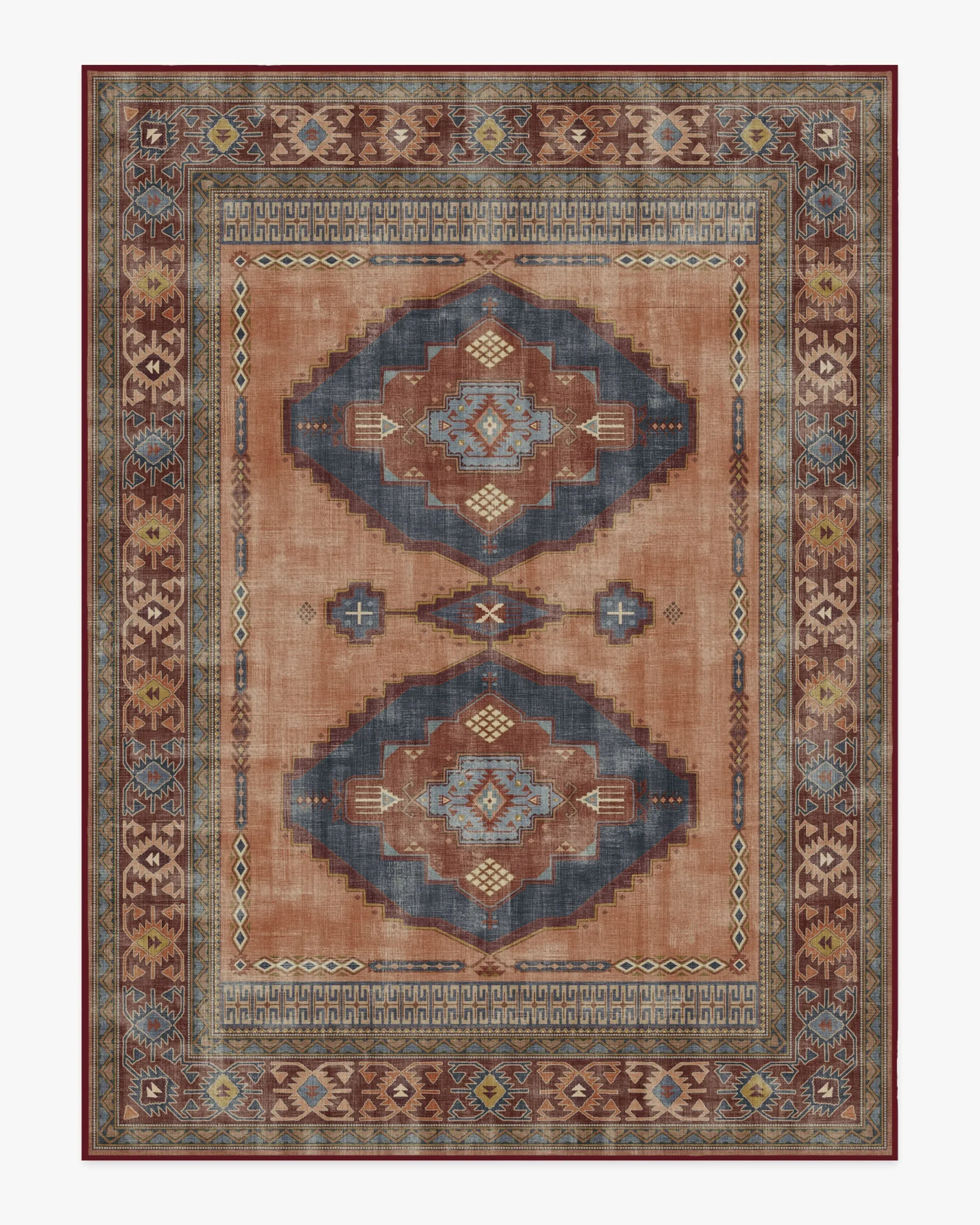 Large Area Rug Machine Washable - Copper Coral