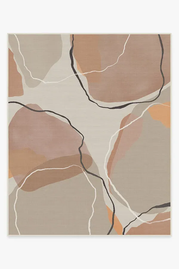 Large Area Rug Machine Washable - Copper Rose