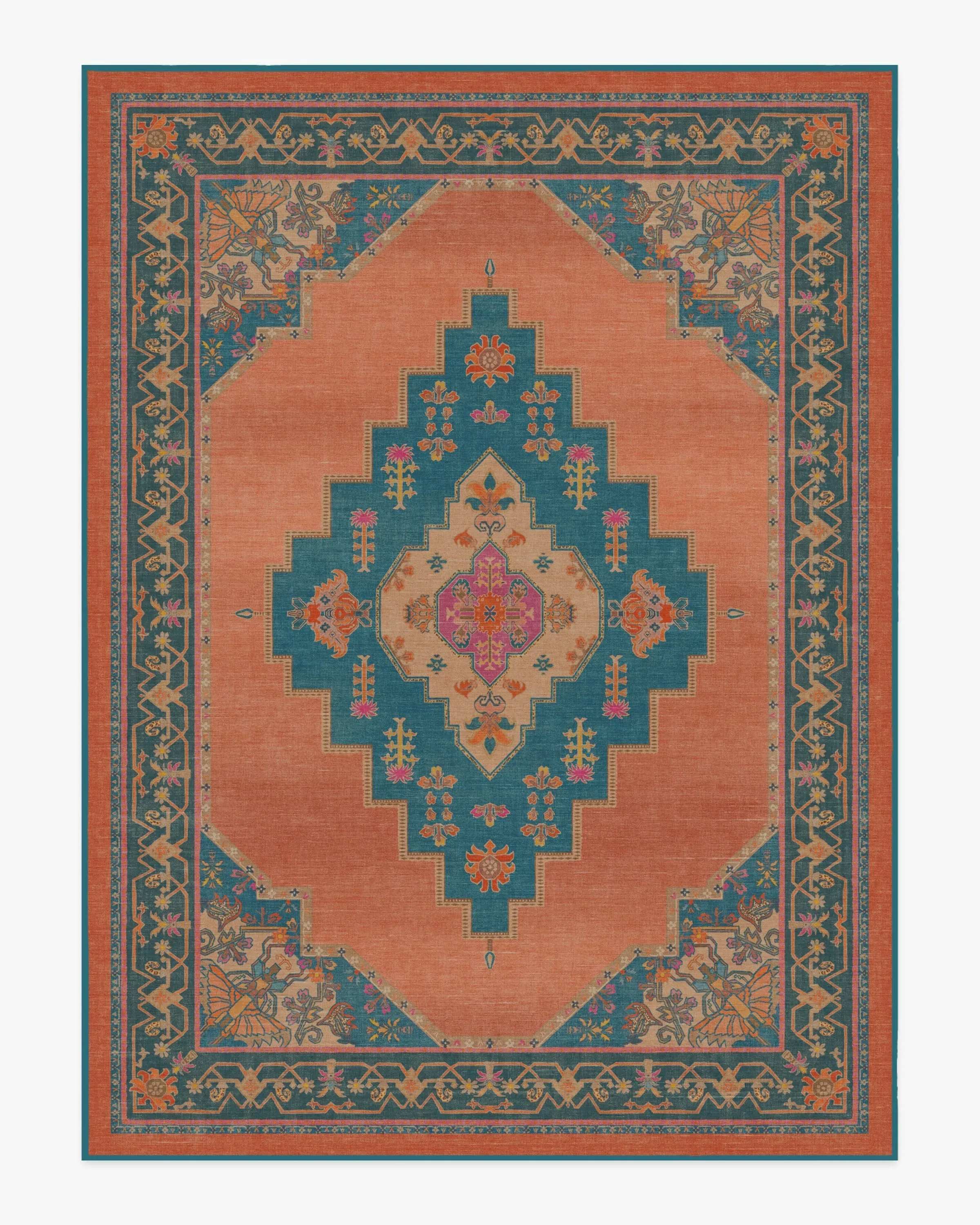 Large Area Rug Machine Washable - Coral