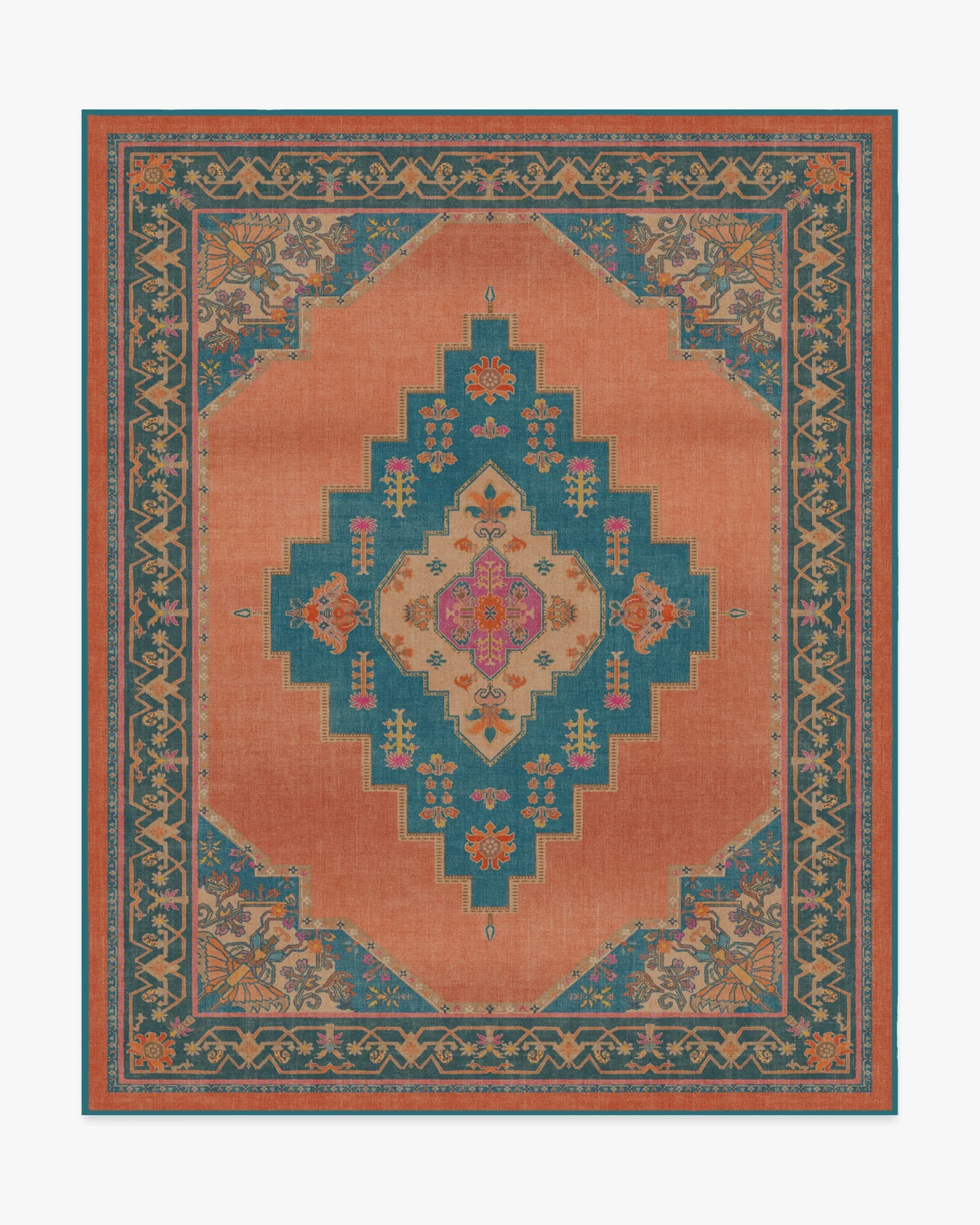 Large Area Rug Machine Washable - Coral