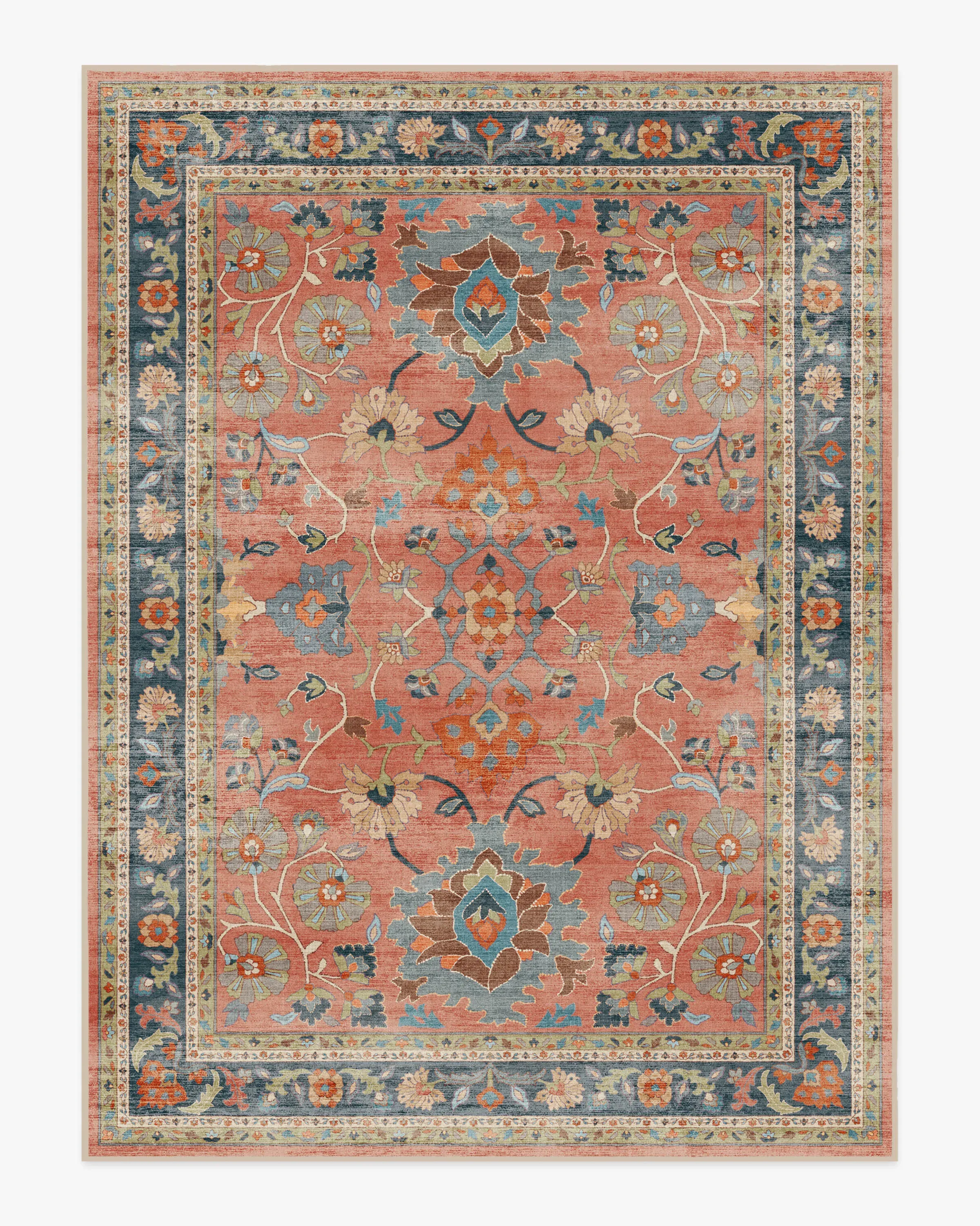 Large Area Rug Machine Washable - Coral