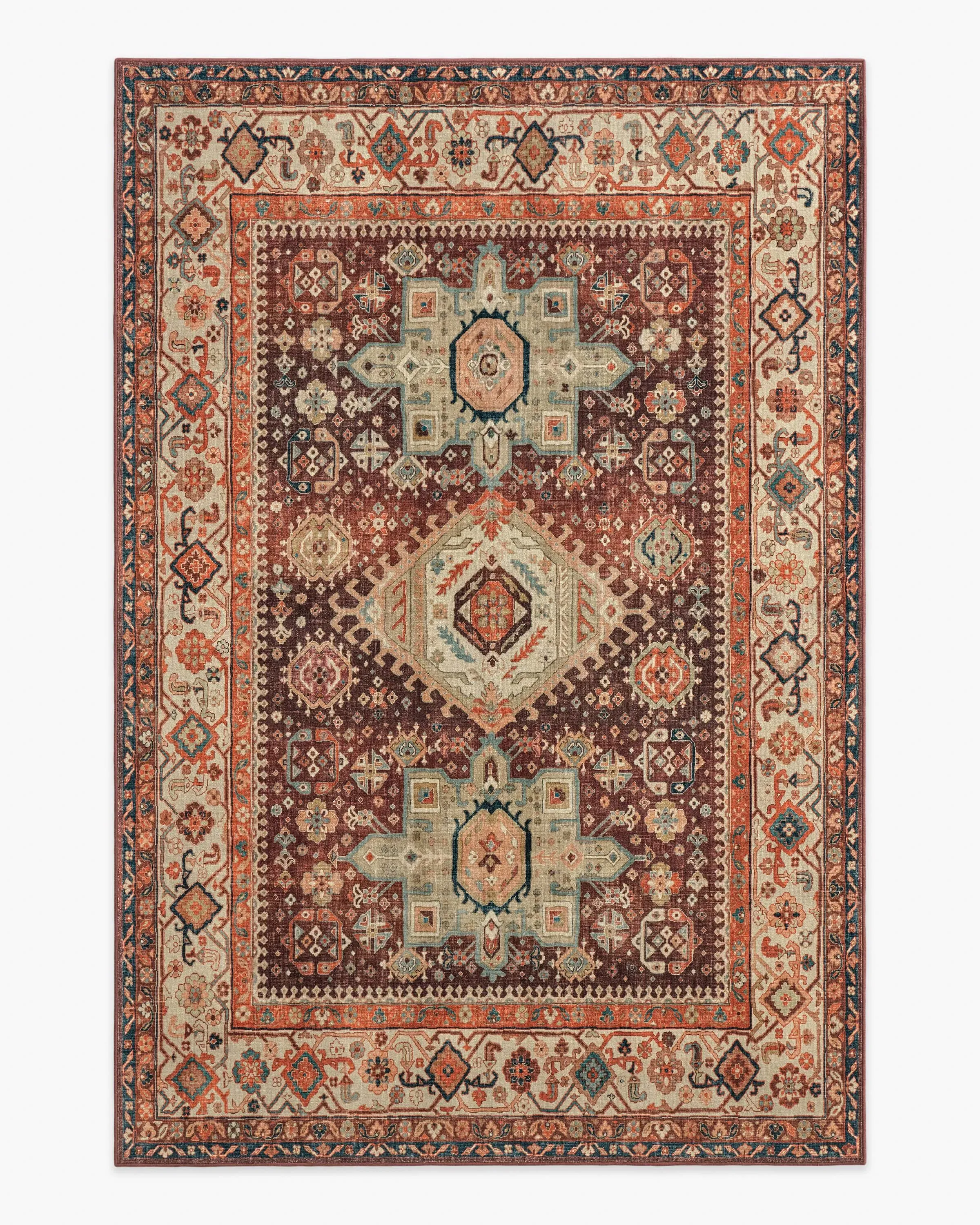 Large Area Rug Machine Washable - Crimson