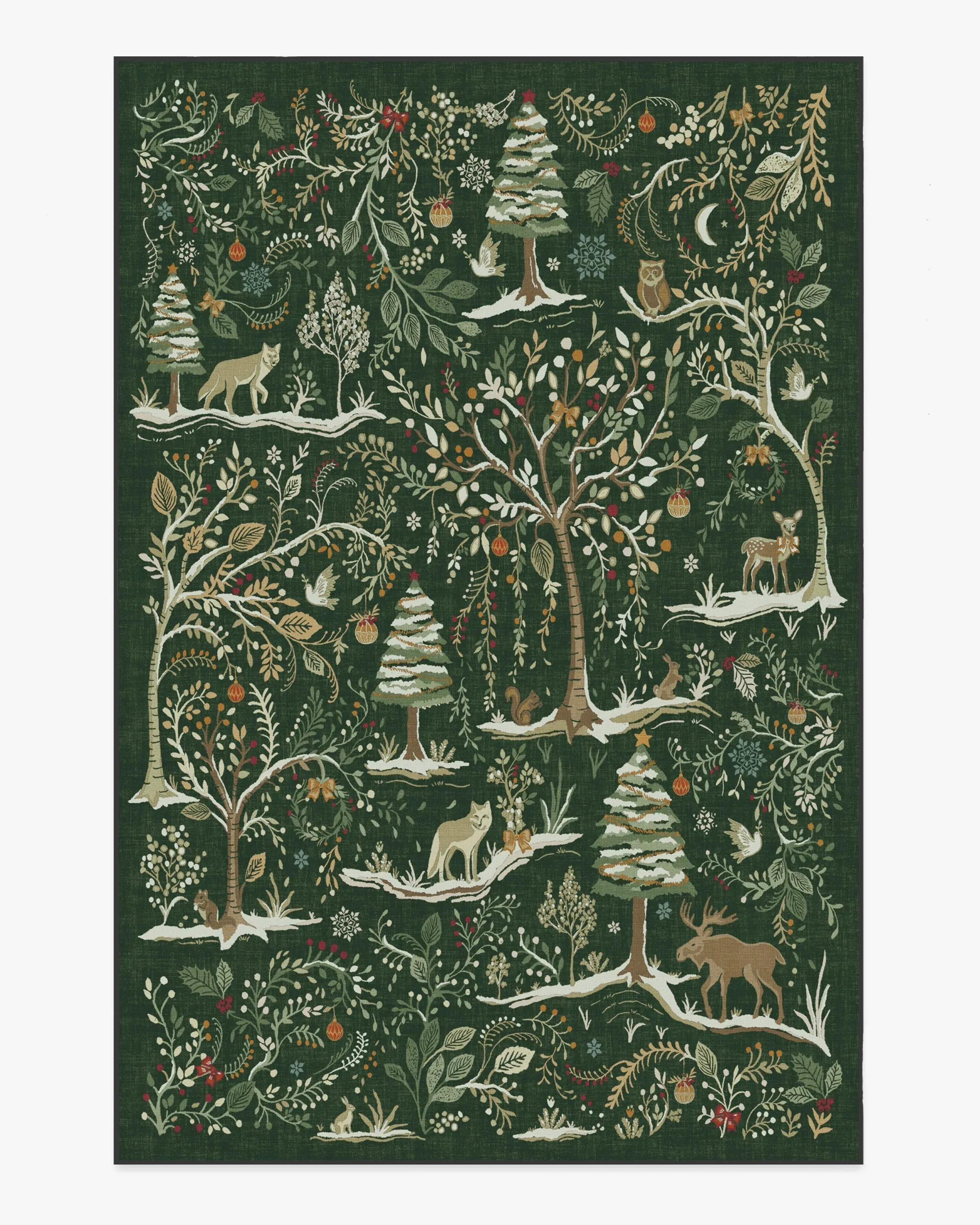 Large Area Rug Machine Washable - Forest Green