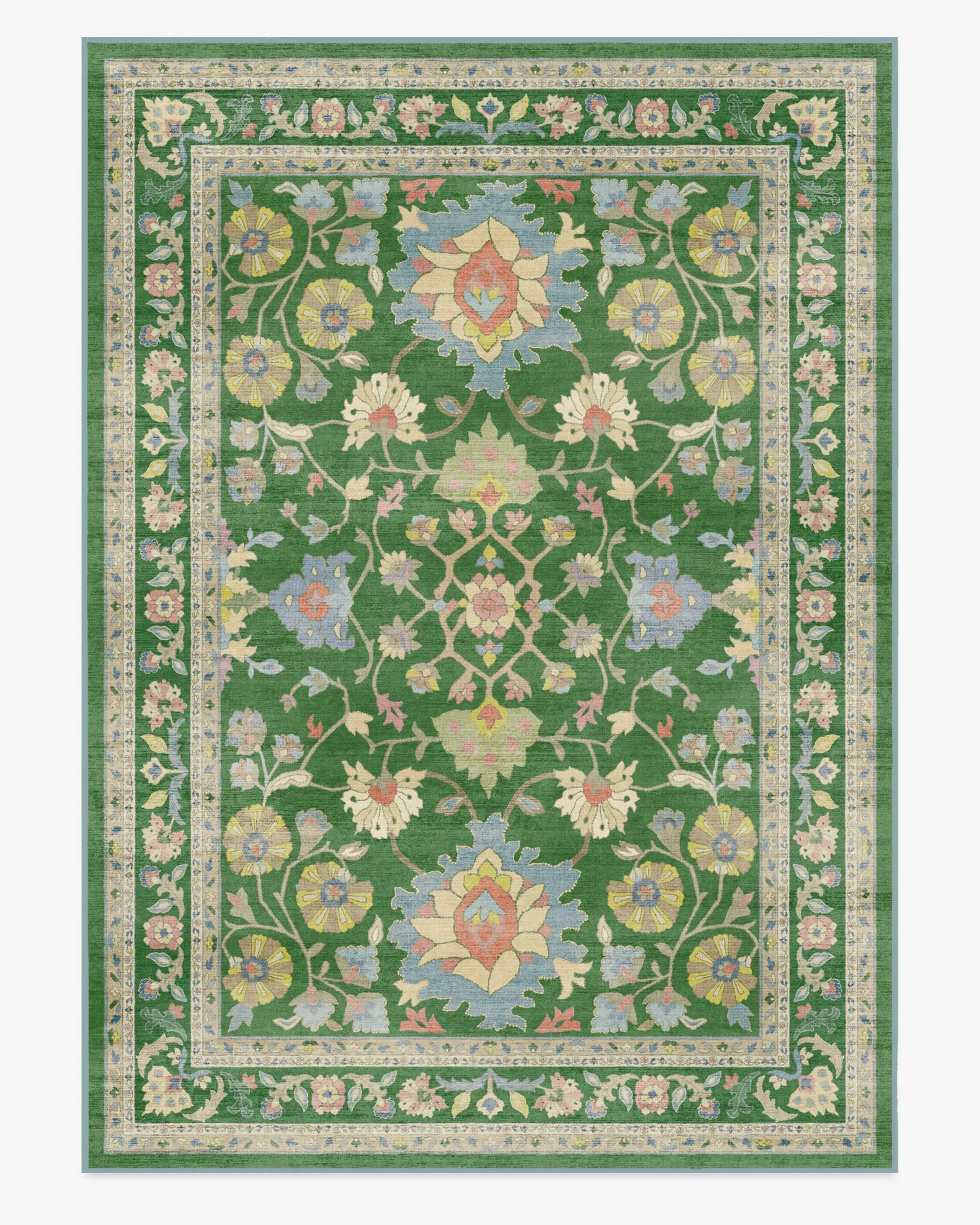 Large Area Rug Machine Washable - Green