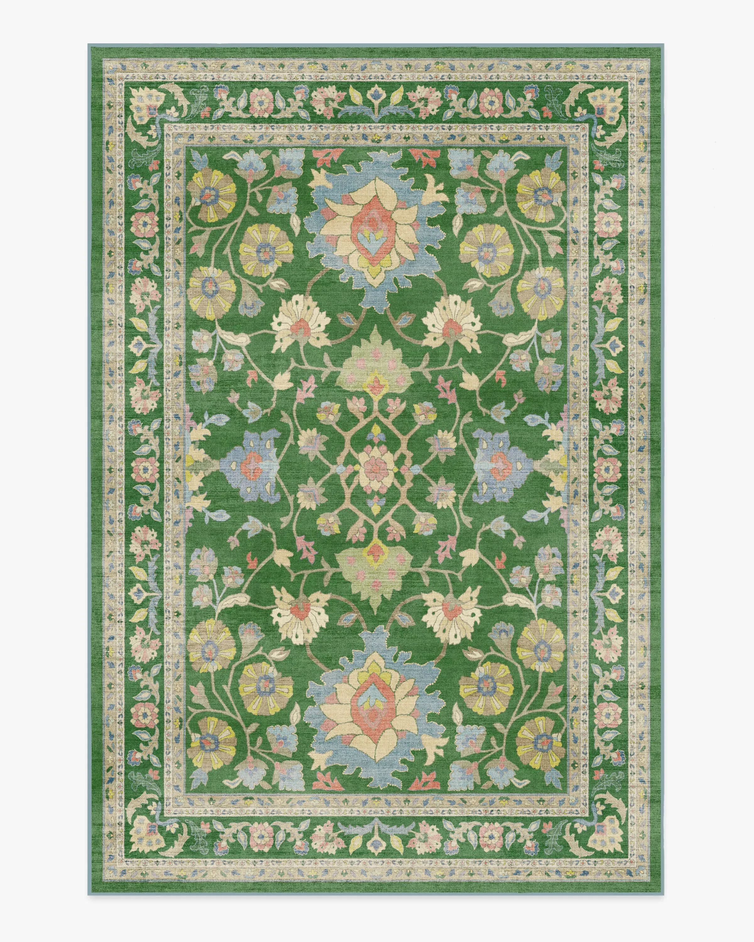 Large Area Rug Machine Washable - Green