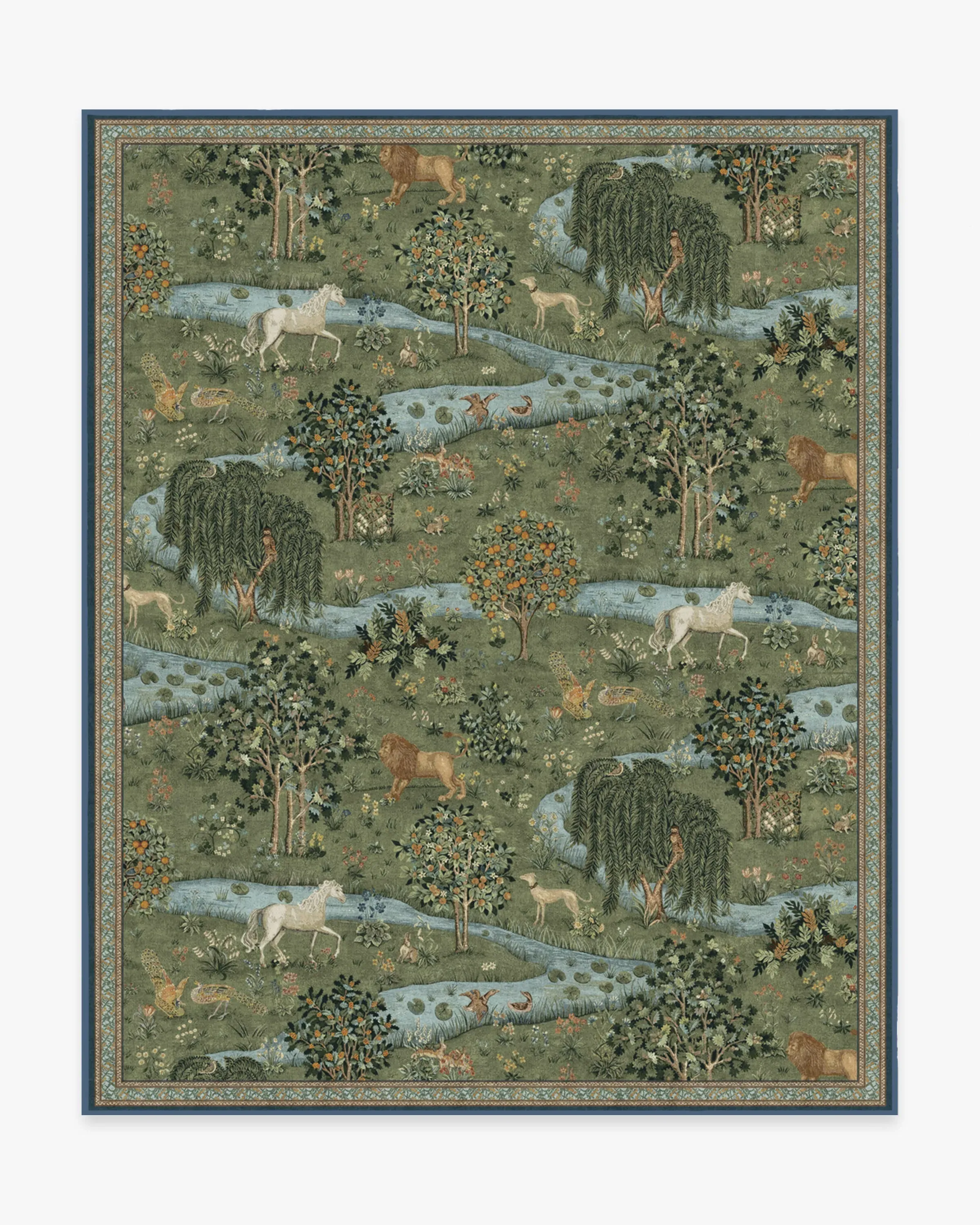 Large Area Rug Machine Washable - Green