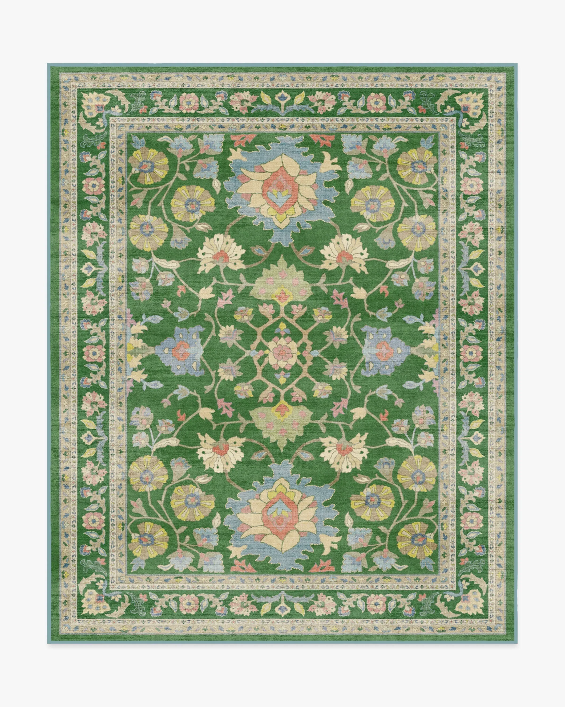 Large Area Rug Machine Washable - Green
