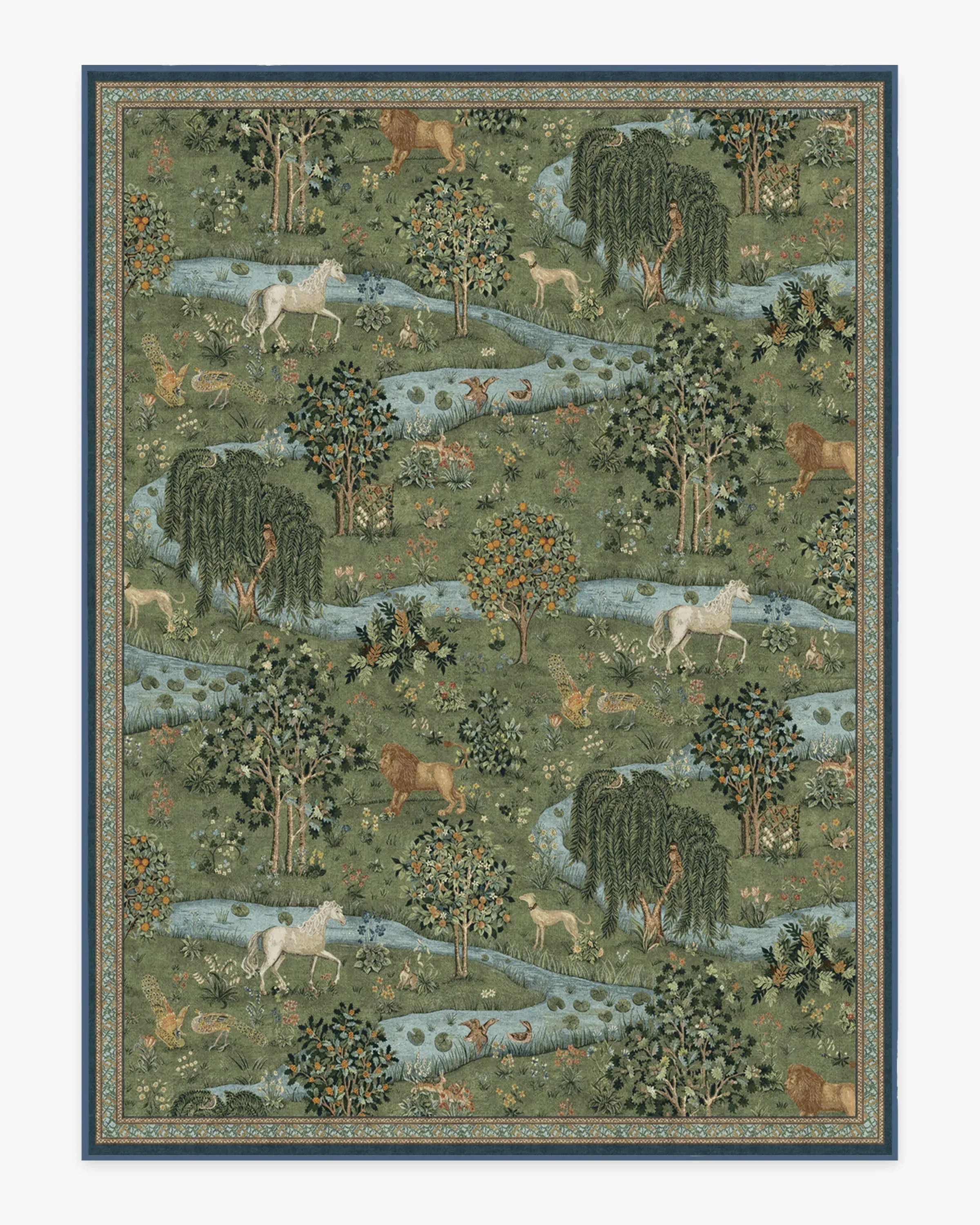 Large Area Rug Machine Washable - Green