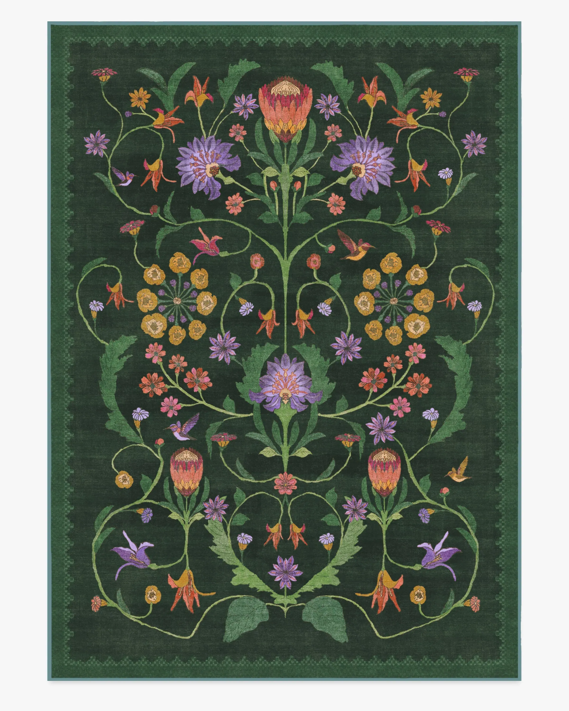Large Area Rug Machine Washable - Green