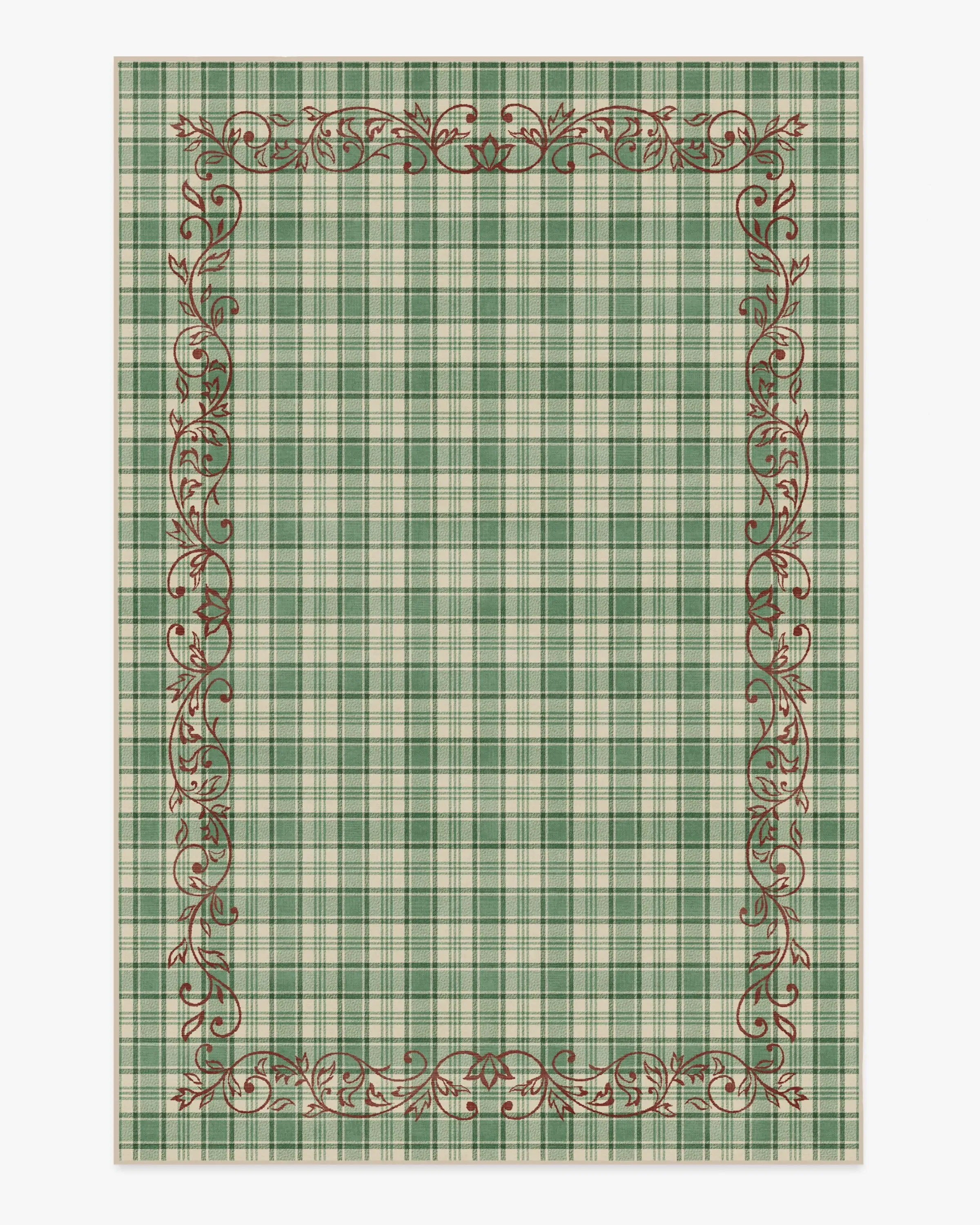 Large Area Rug Machine Washable - Green, Red