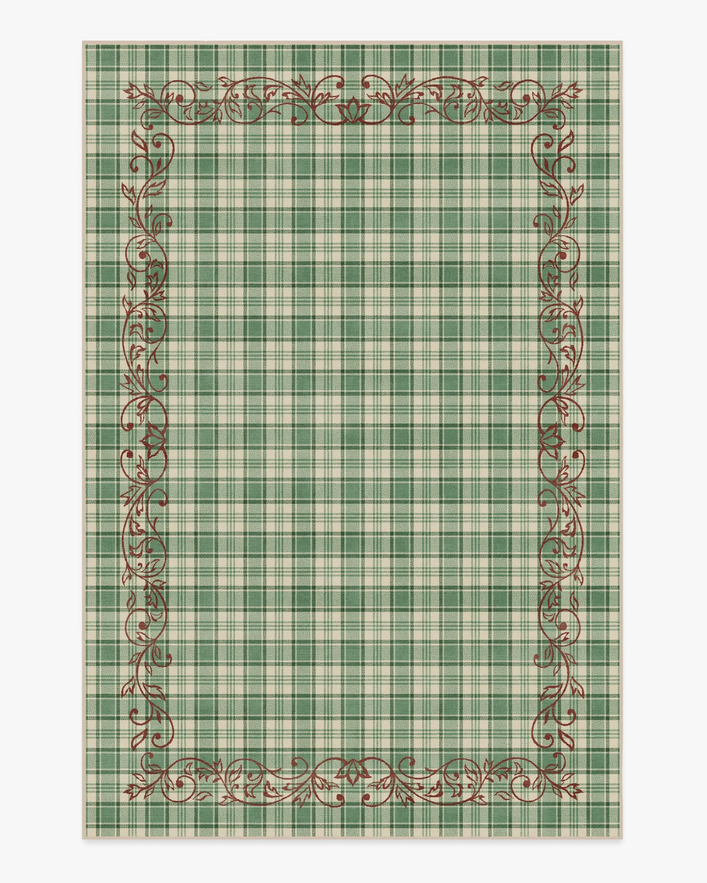 Large Area Rug Machine Washable - Green, Red