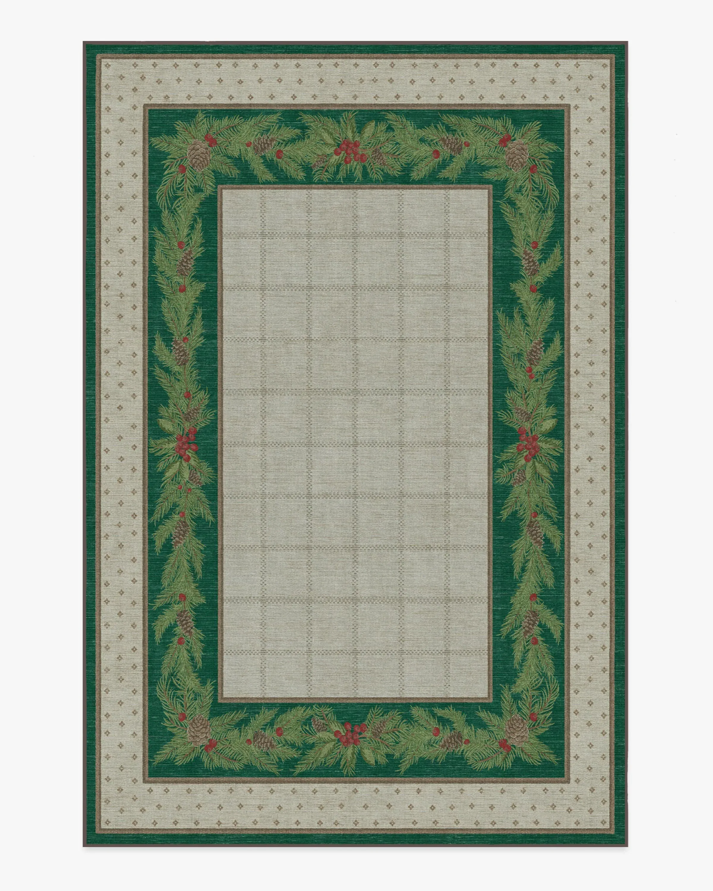 Large Area Rug Machine Washable - Green, Silver