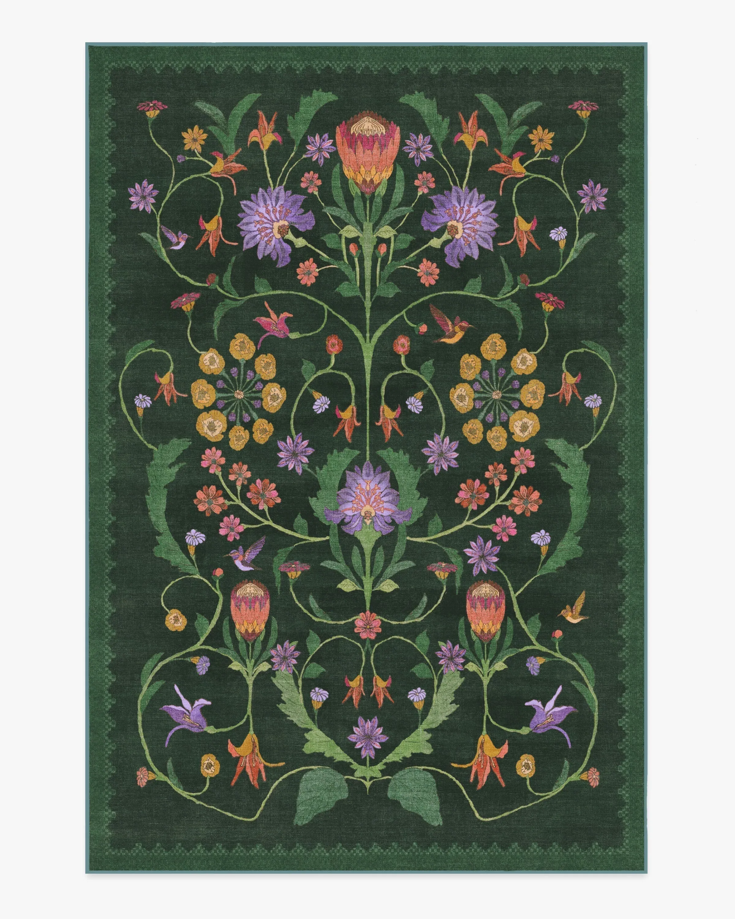 Large Area Rug Machine Washable - Green, Tufted