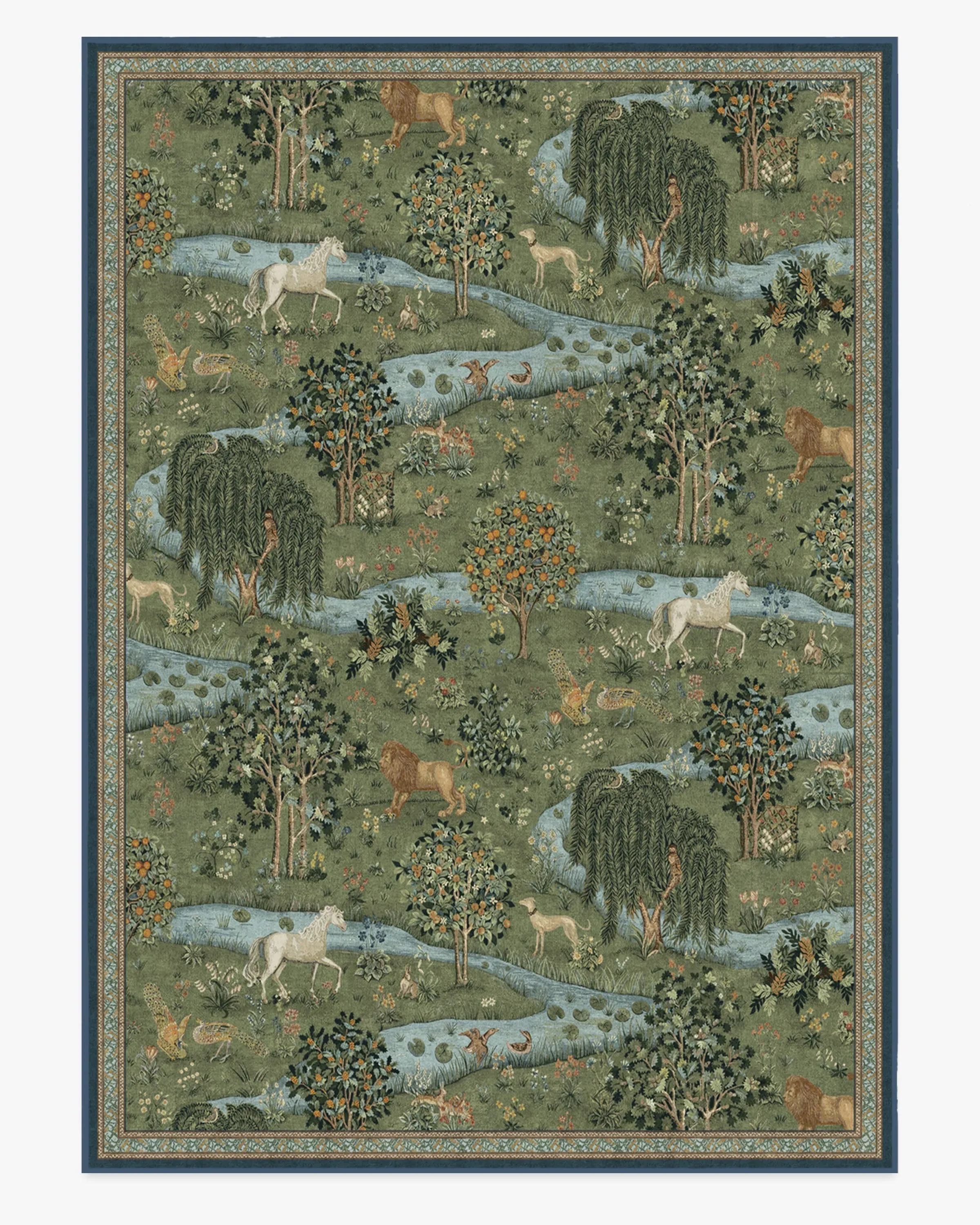 Large Area Rug Machine Washable - Green