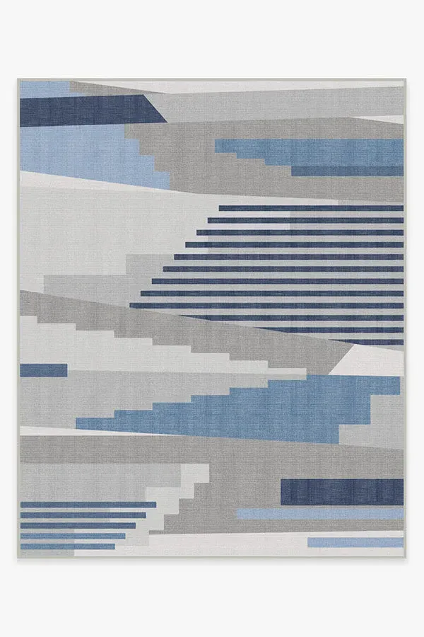 Large Area Rug Machine Washable - Grey, Blue