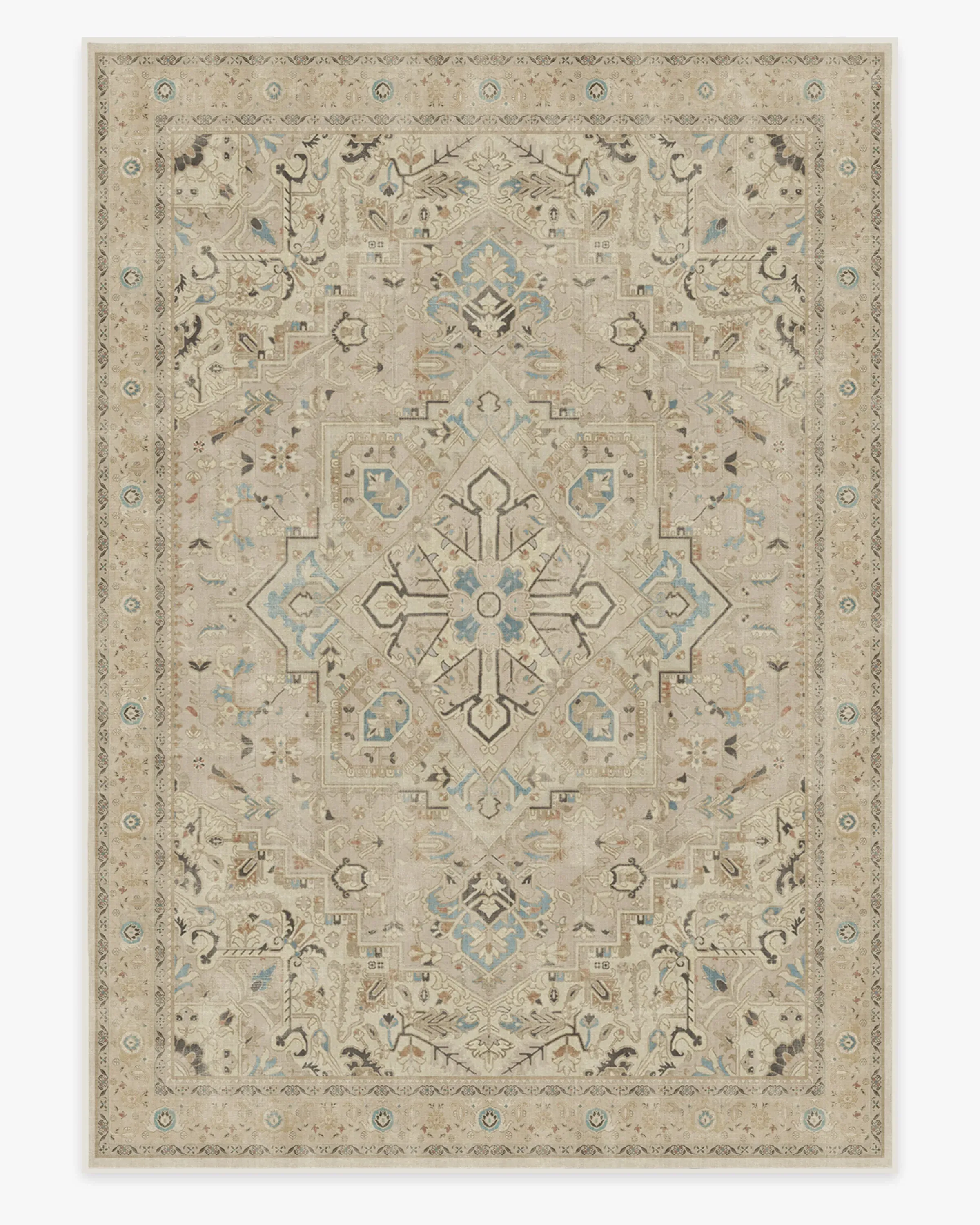 Large Area Rug Machine Washable - Ivory, Chenille