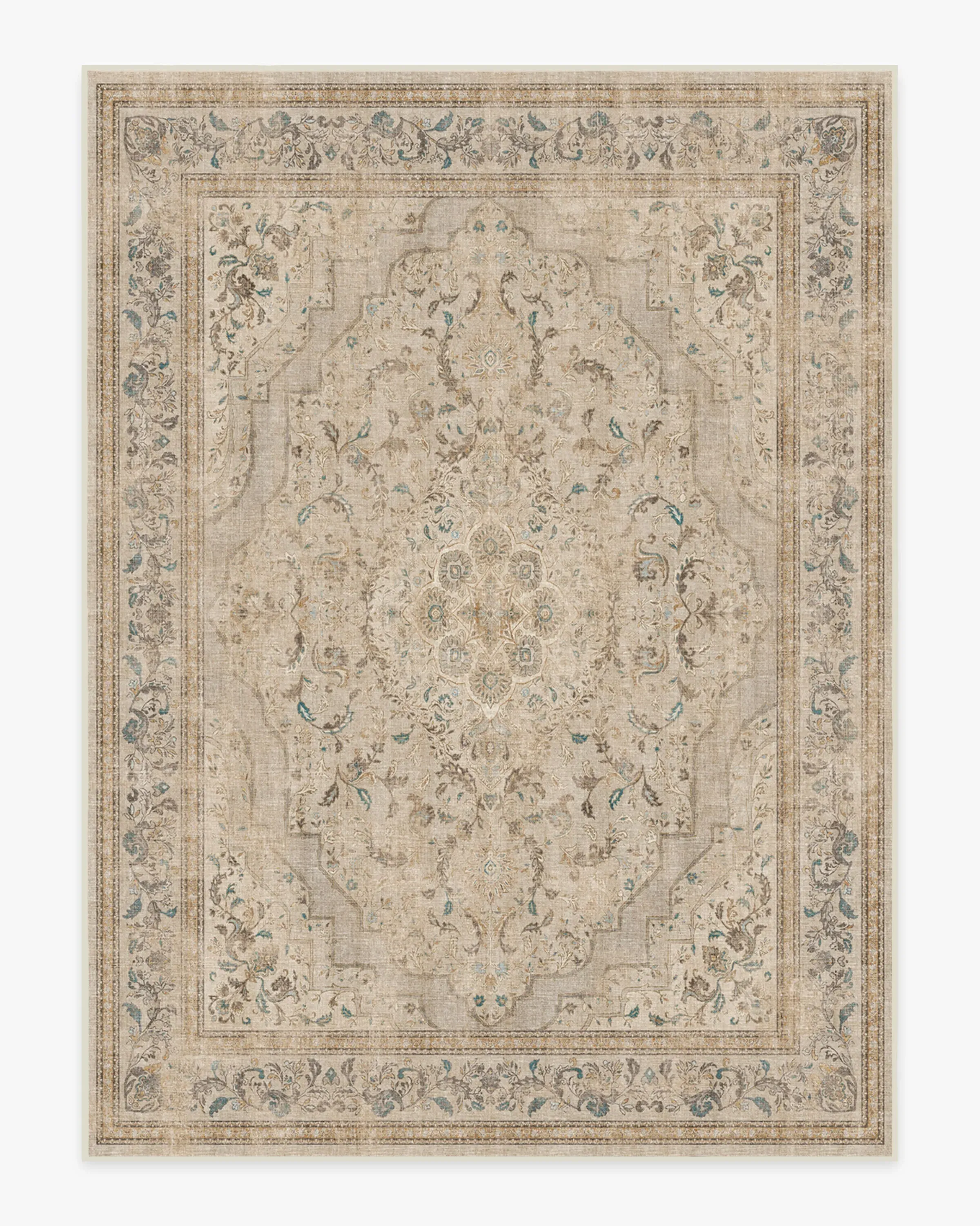 Large Area Rug Machine Washable - Ivory, Chenille