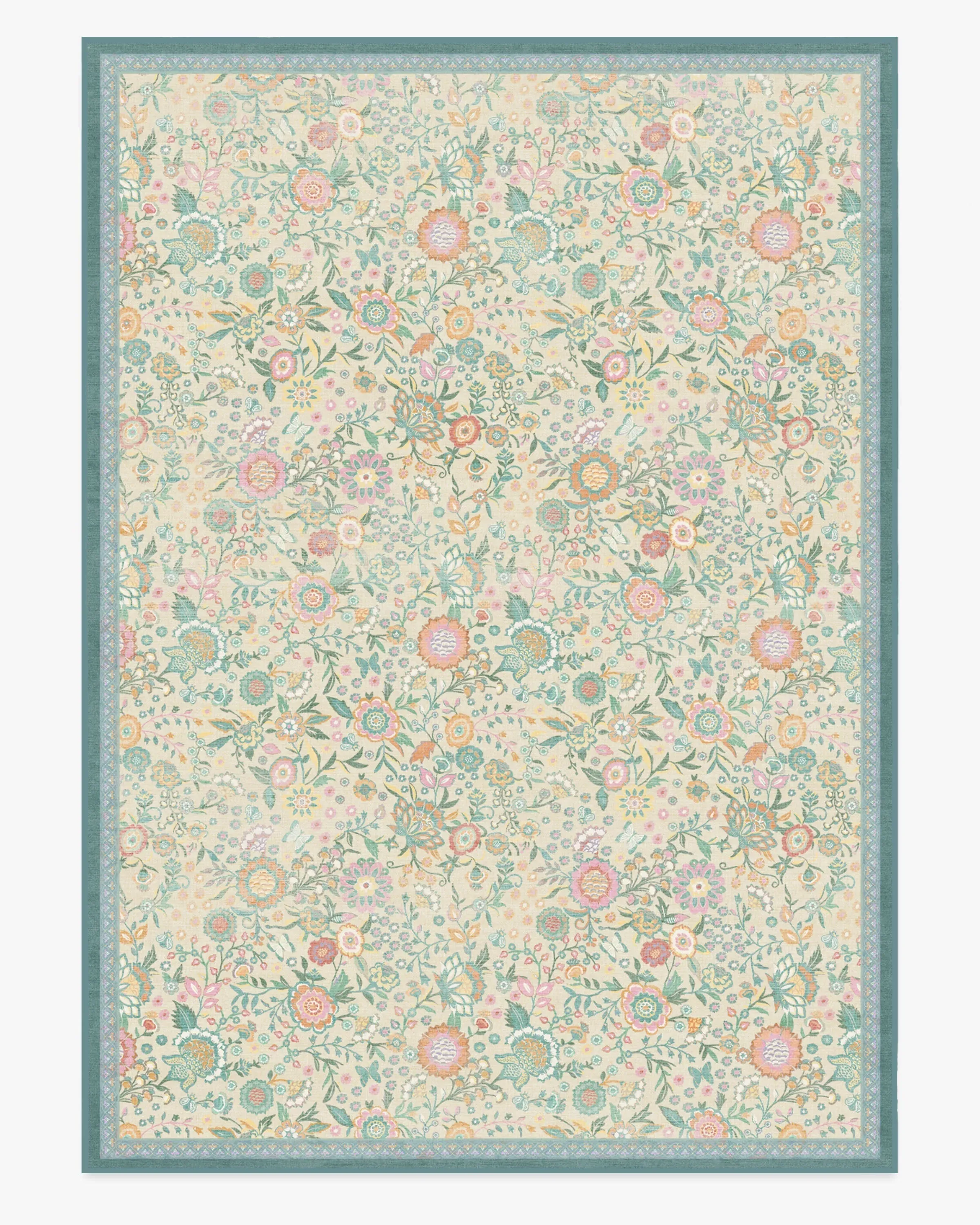 Large Area Rug Machine Washable - Ivory, Jade