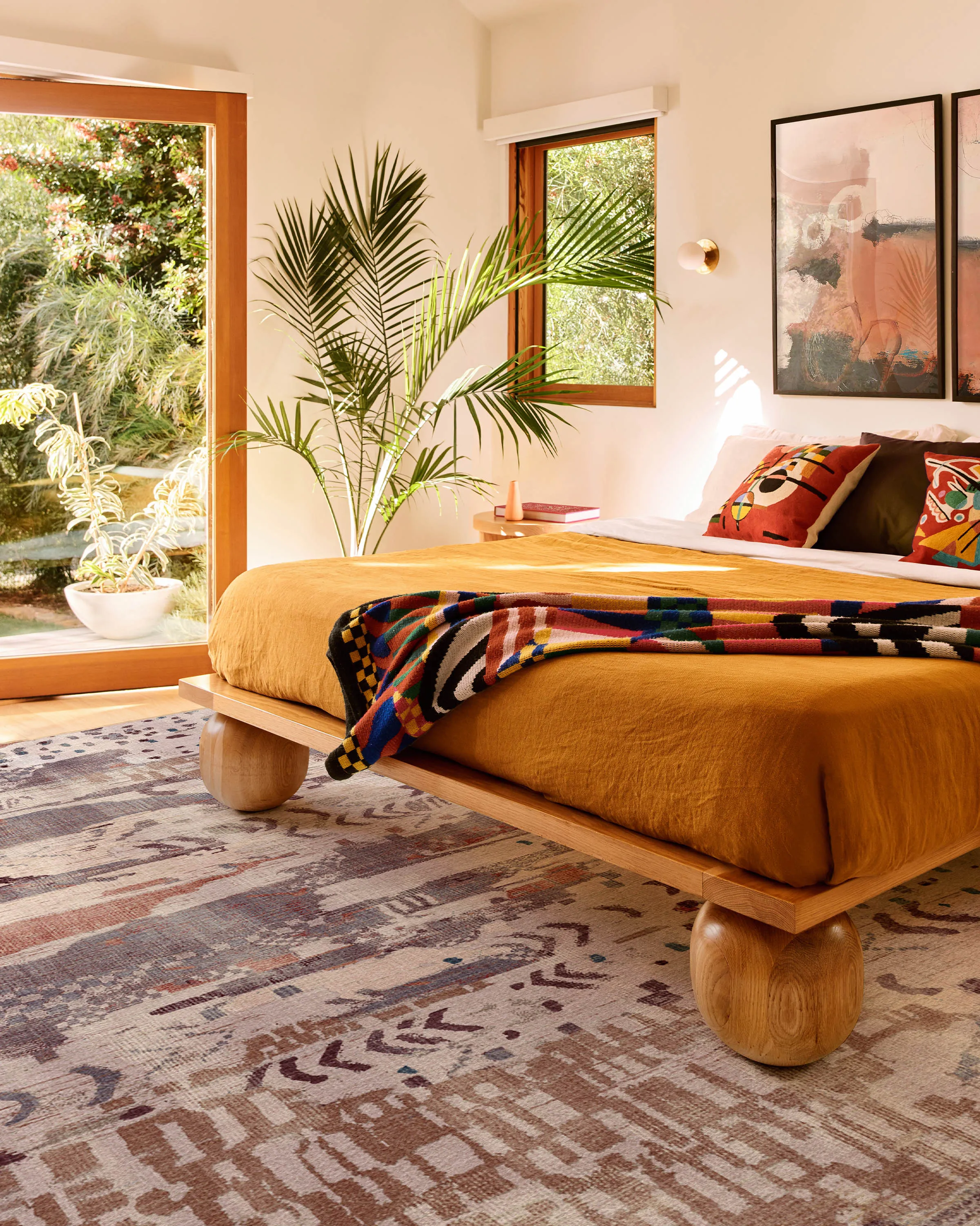 Large Area Rug Machine Washable - Mauve