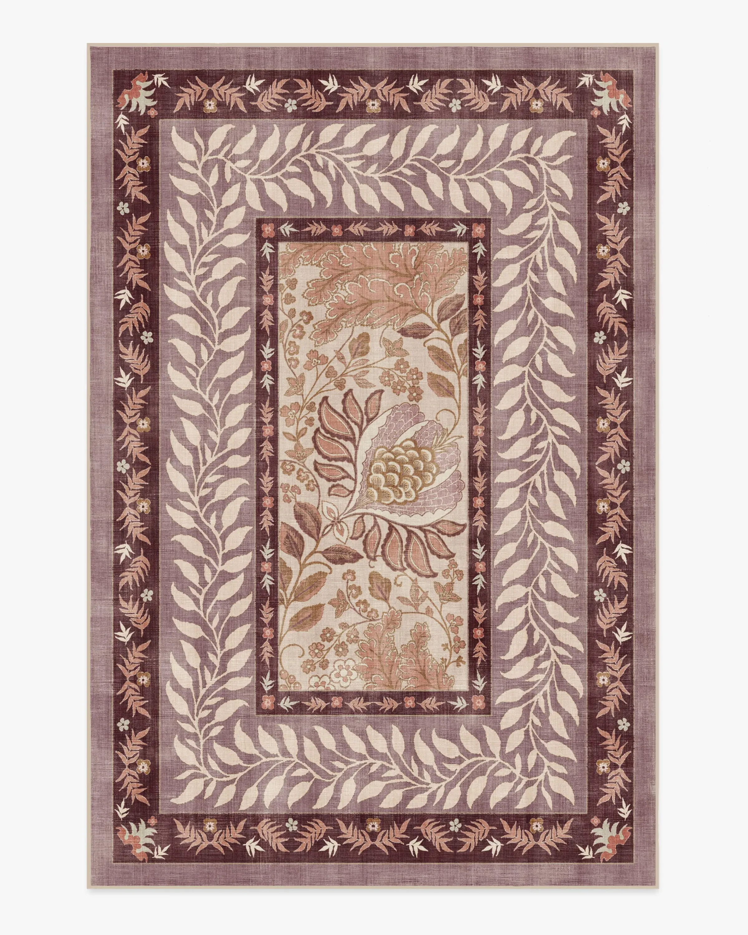 Large Area Rug Machine Washable - Mauve