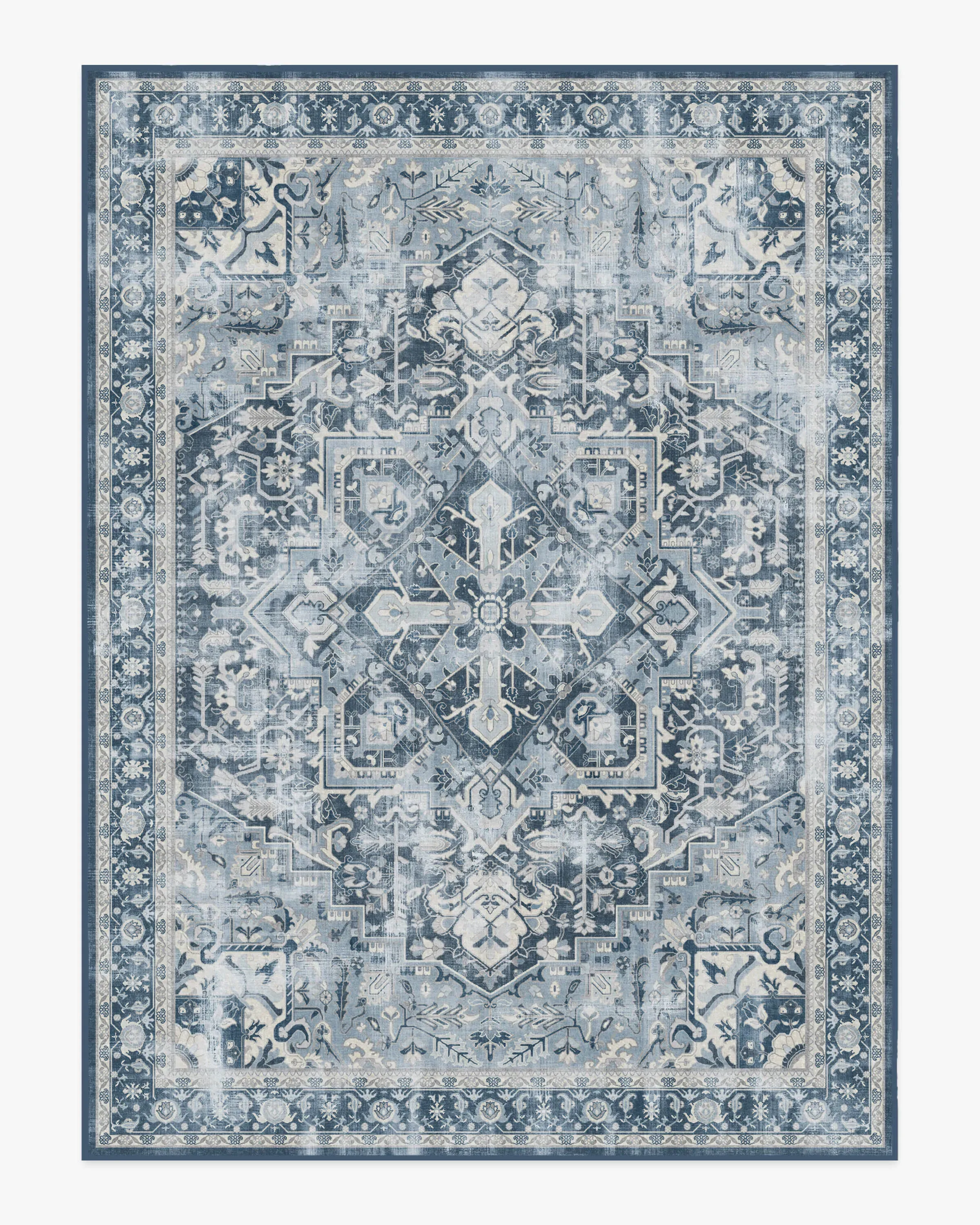 Large Area Rug Machine Washable - Navy Blue