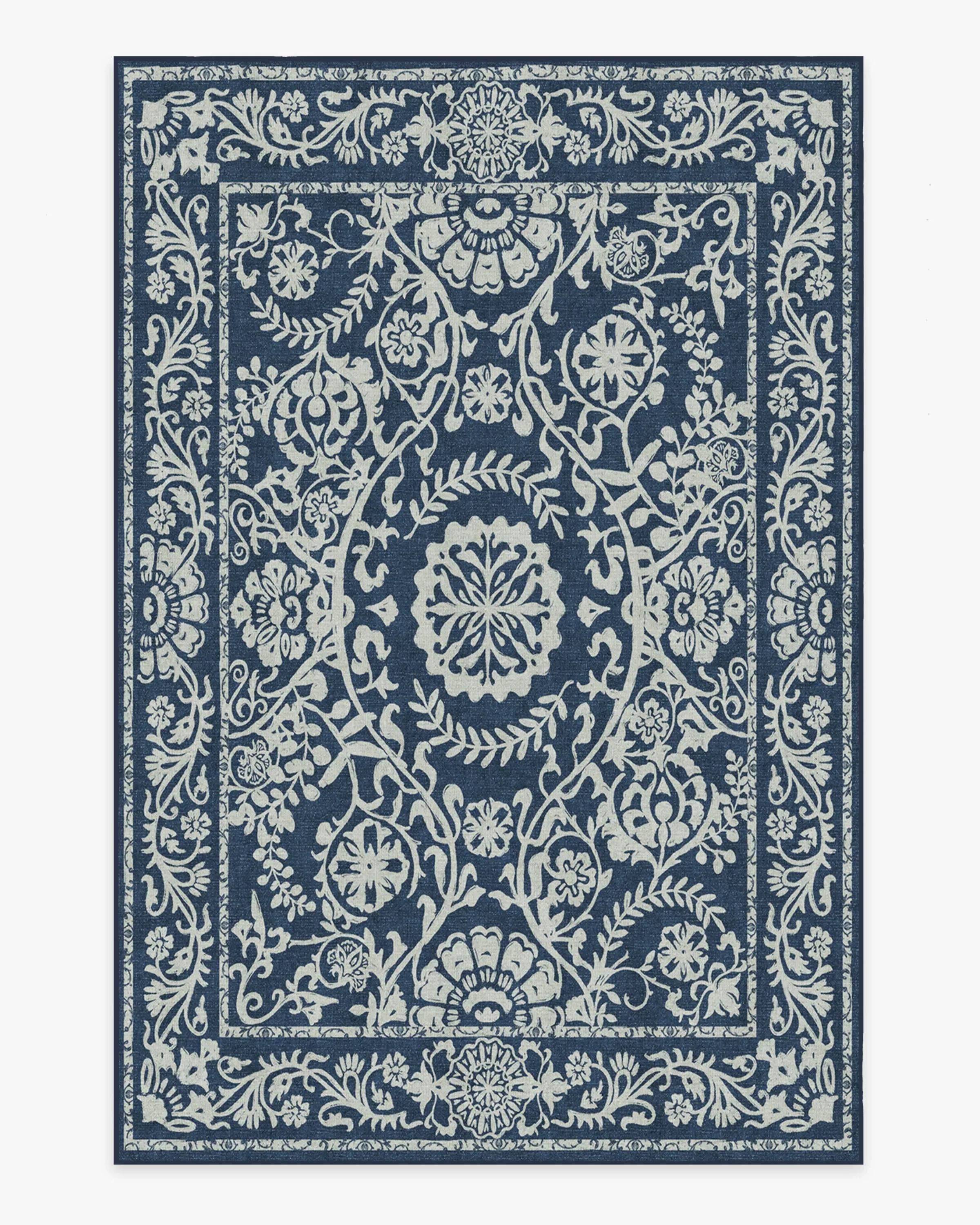 Large Area Rug Machine Washable - Navy Blue