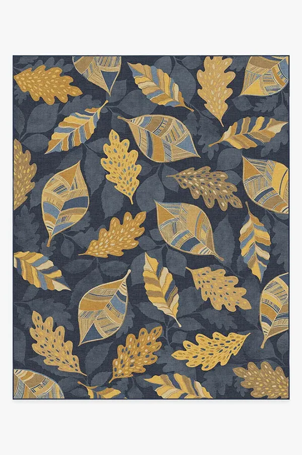Large Area Rug Machine Washable - Navy, Chenille