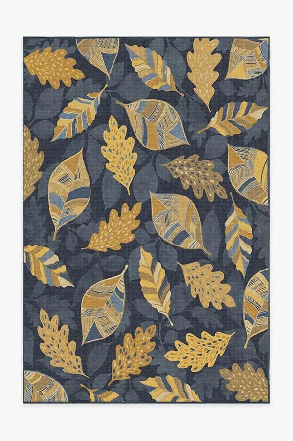 Large Area Rug Machine Washable - Navy, Chenille