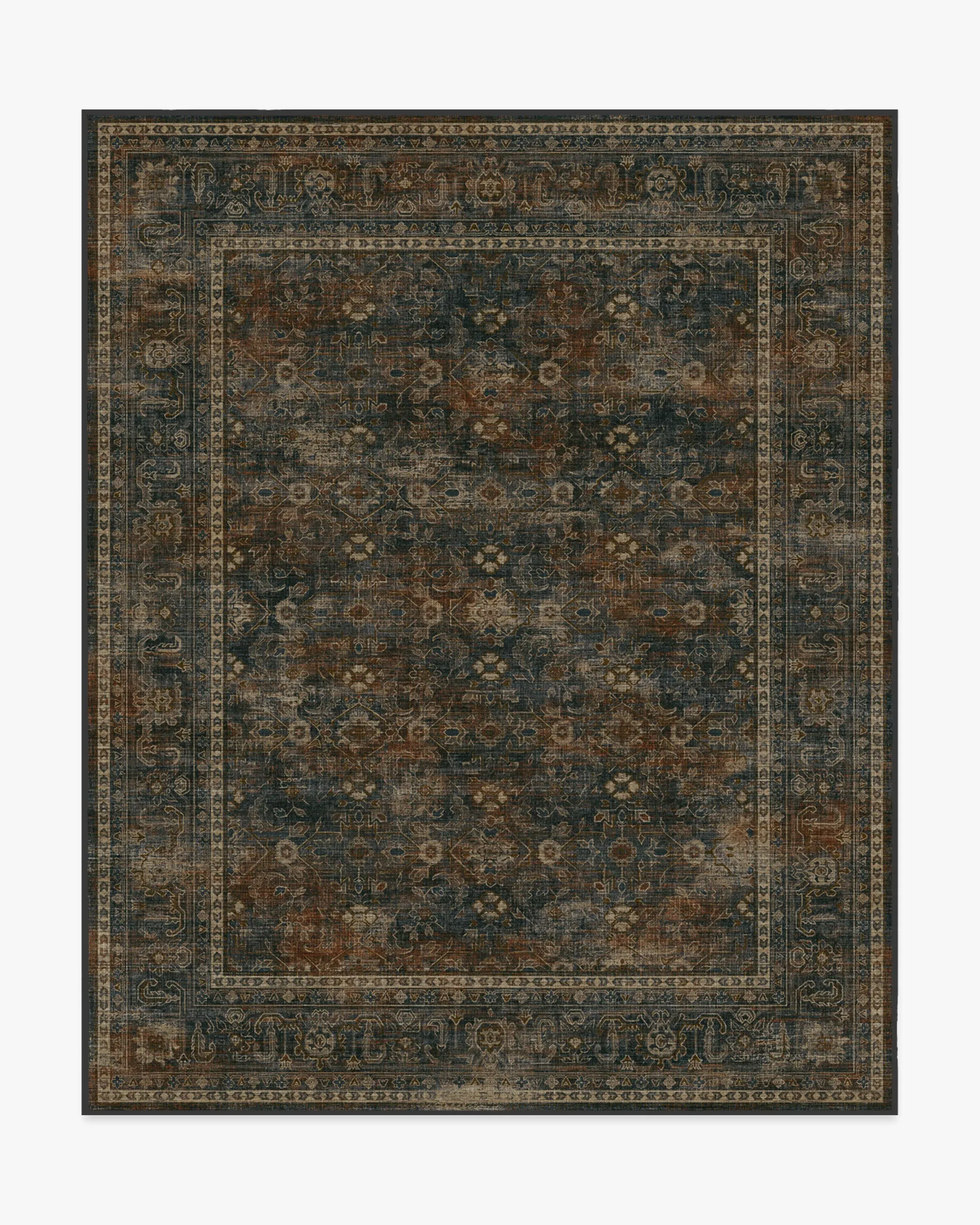Large Area Rug Machine Washable - Navy, Fabric