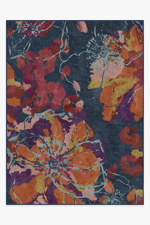 Large Area Rug Machine Washable - Navy