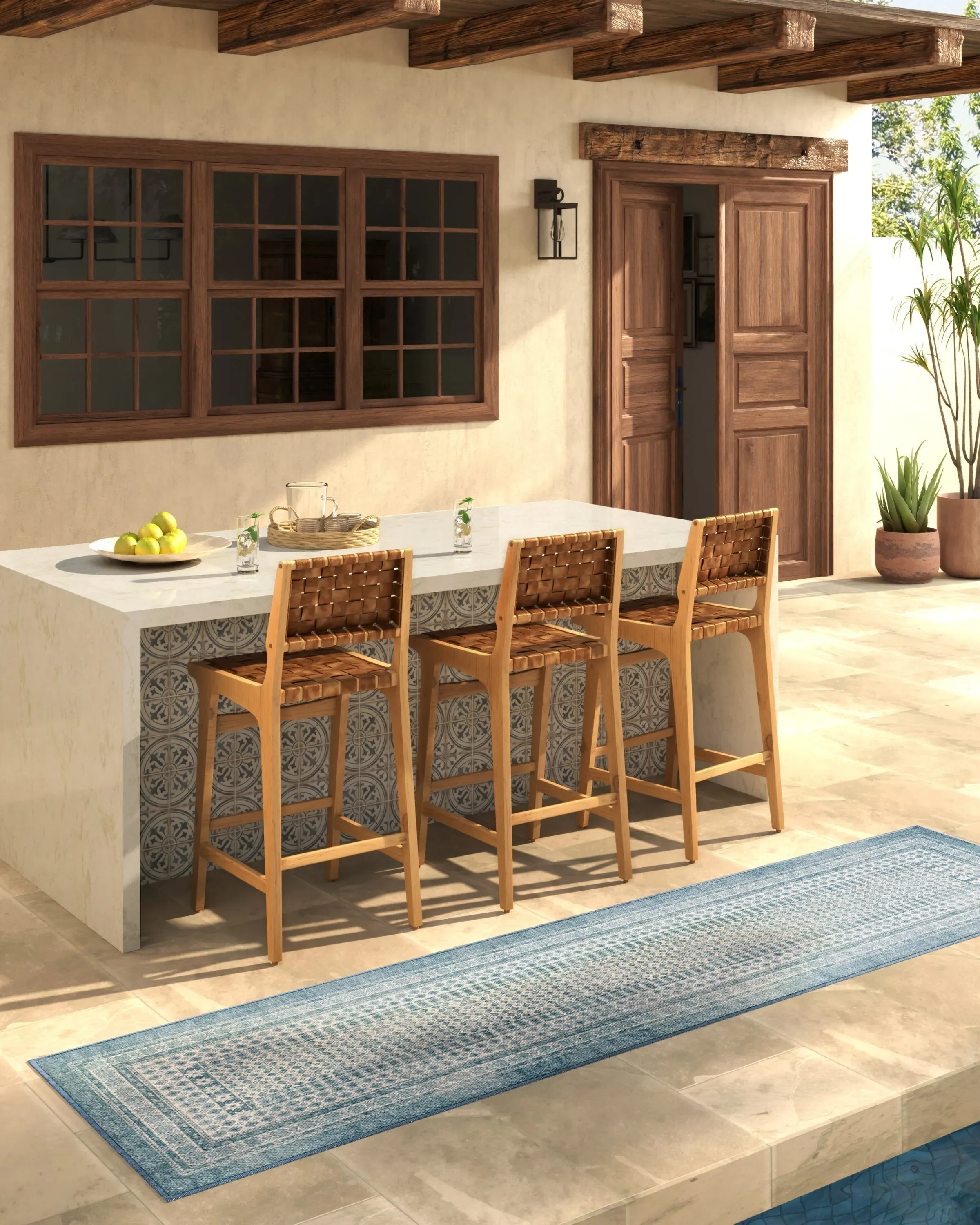 Large Area Rug Machine Washable - Ocean, Ivory