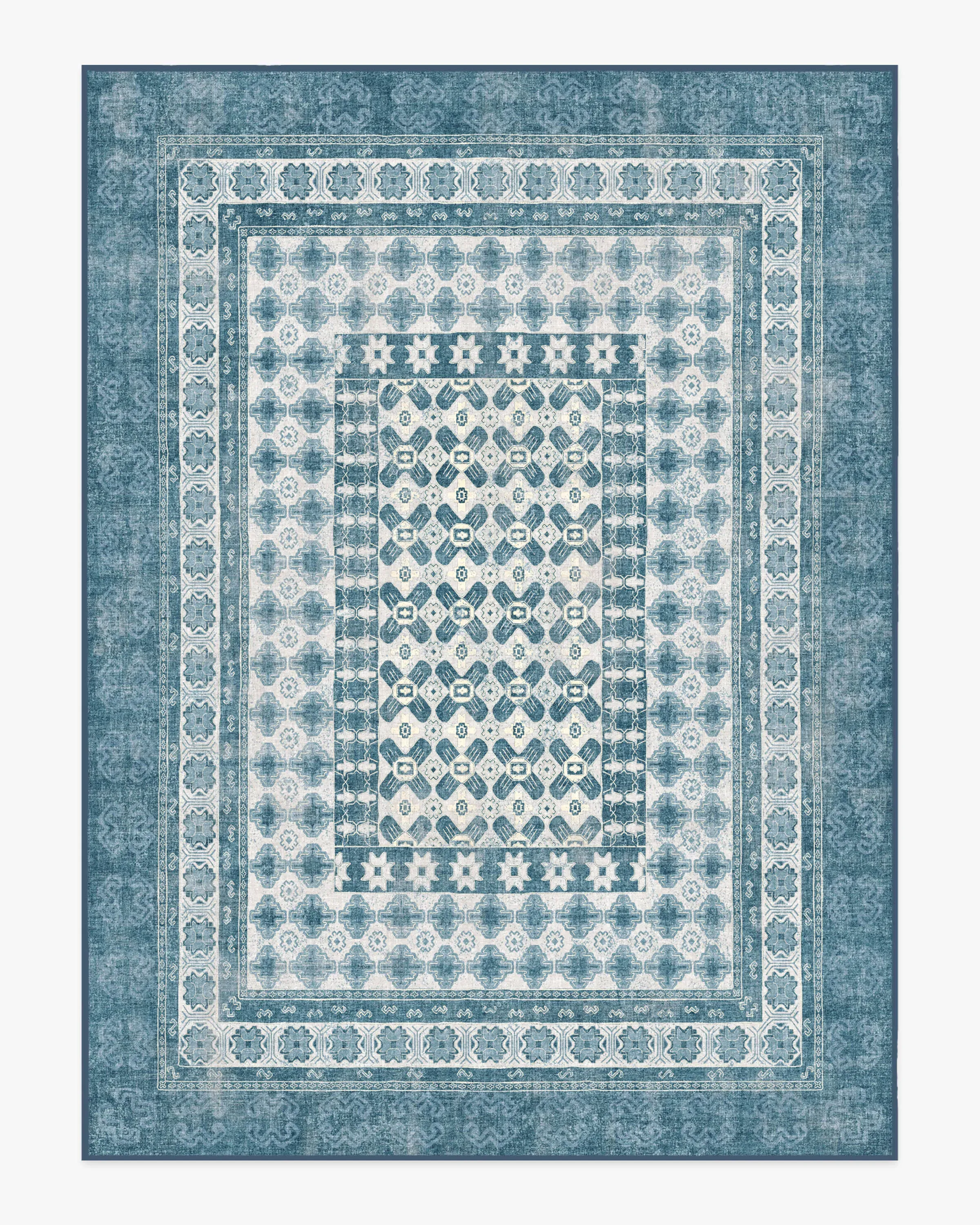 Large Area Rug Machine Washable - Ocean, Ivory