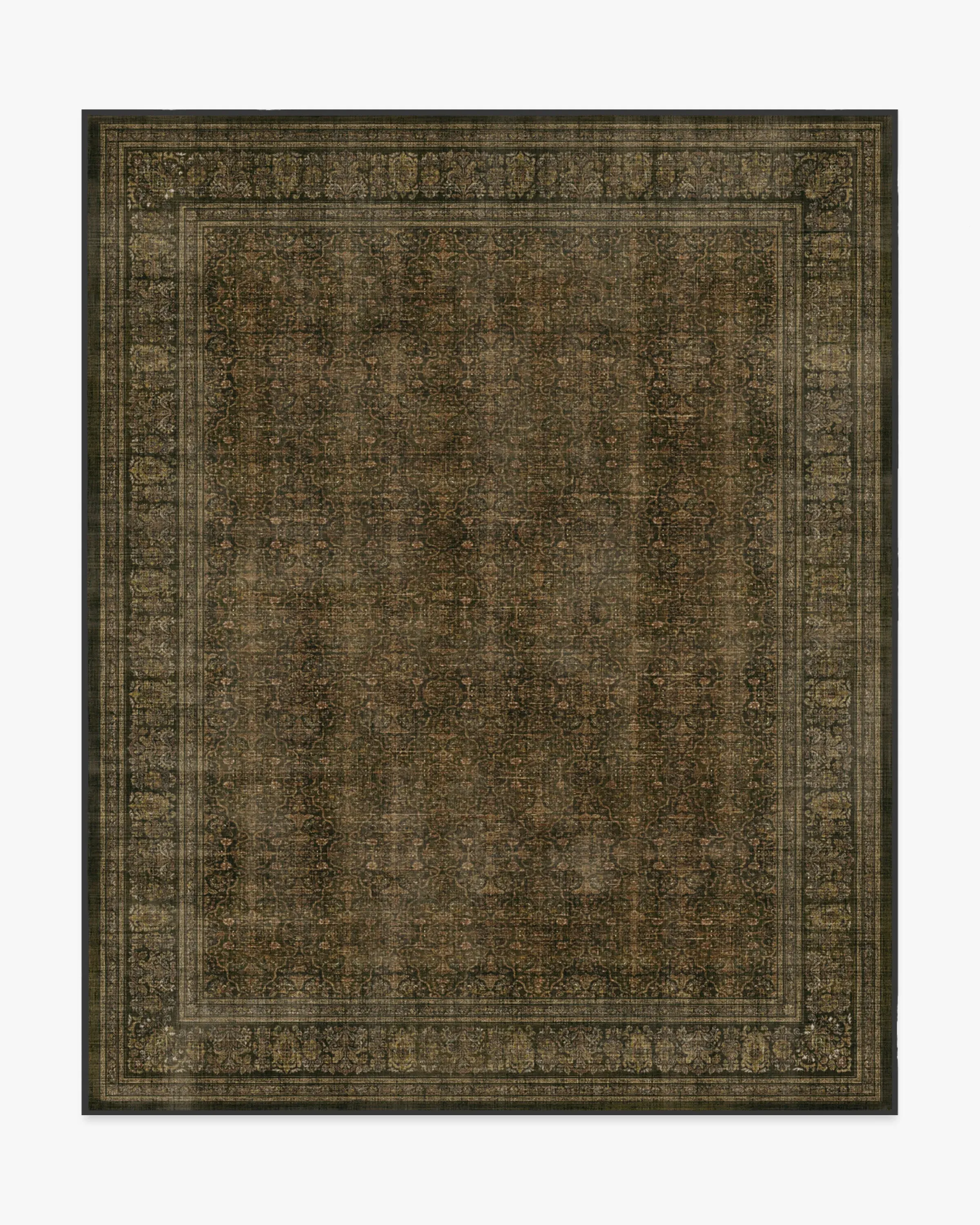 Large Area Rug Machine Washable - Olive, Gold