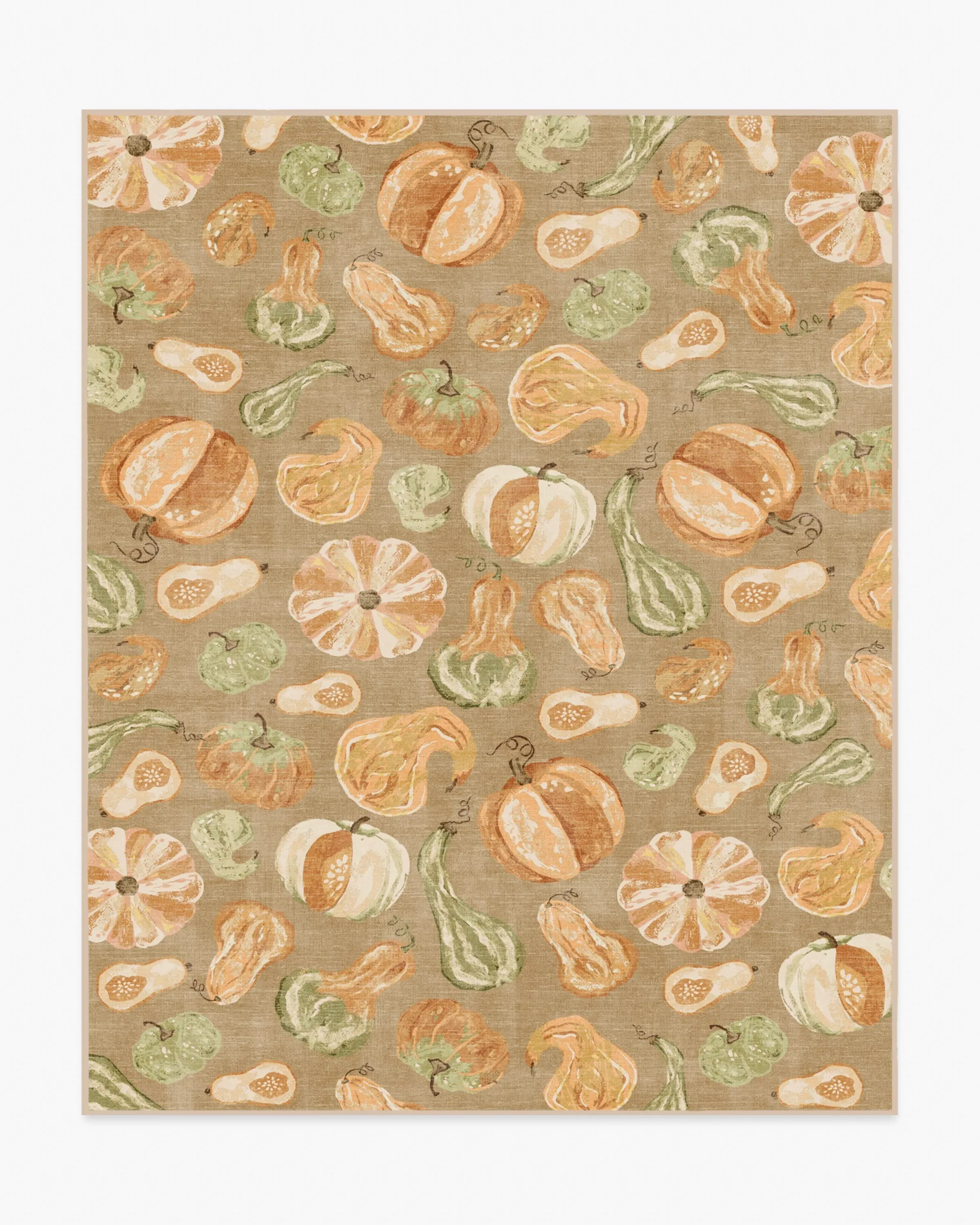 Large Area Rug Machine Washable - Orange, Green