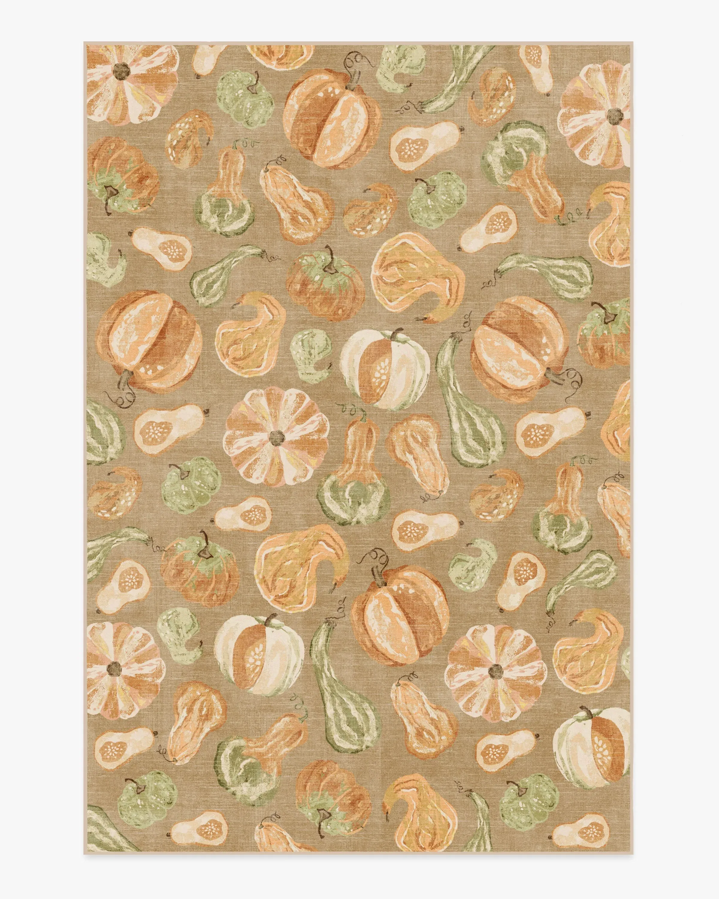 Large Area Rug Machine Washable - Orange, Green