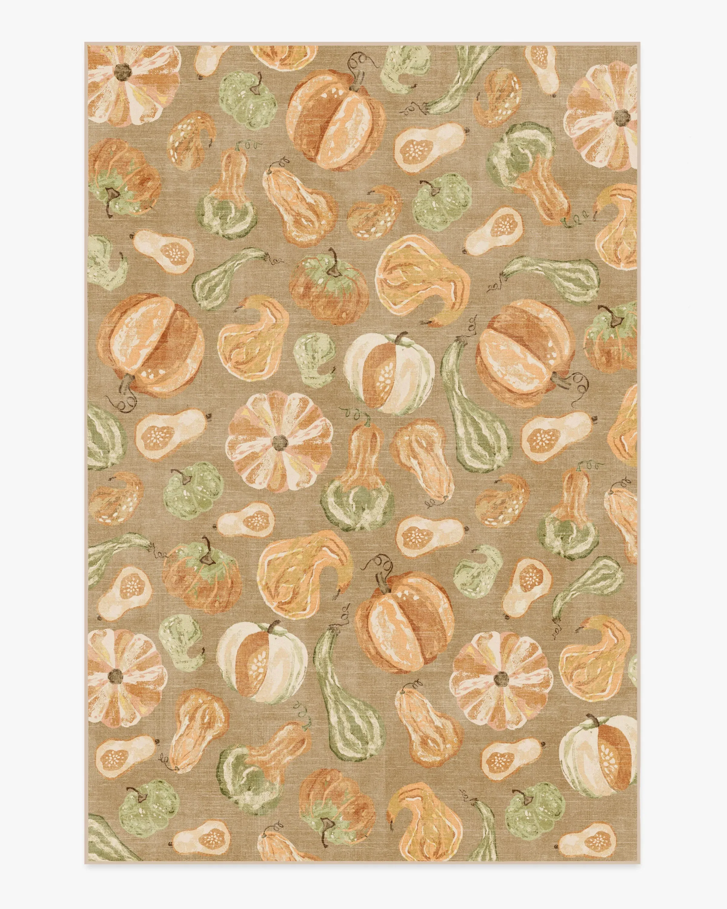 Large Area Rug Machine Washable - Orange, Green