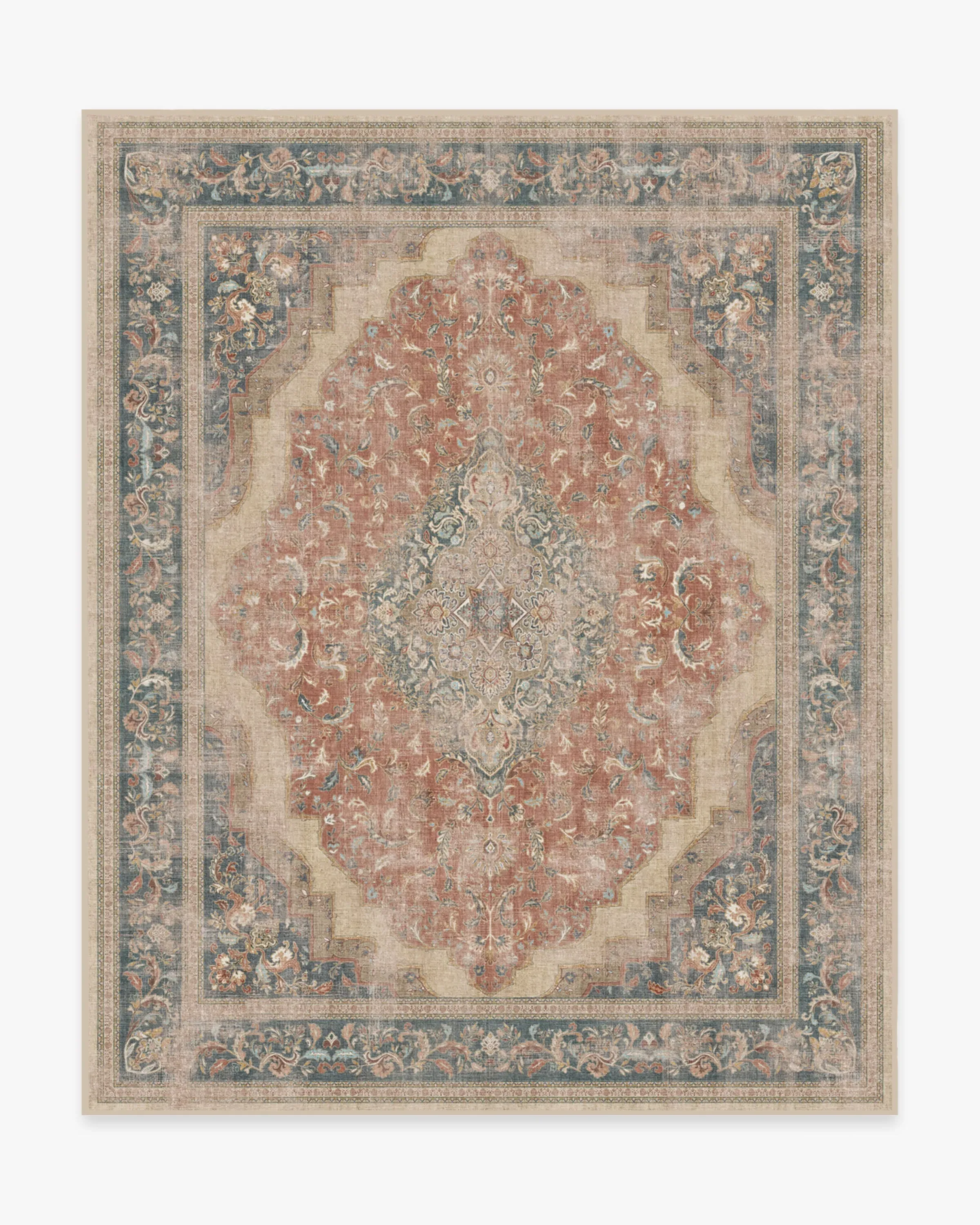 Large Area Rug Machine Washable - Red, Chenille