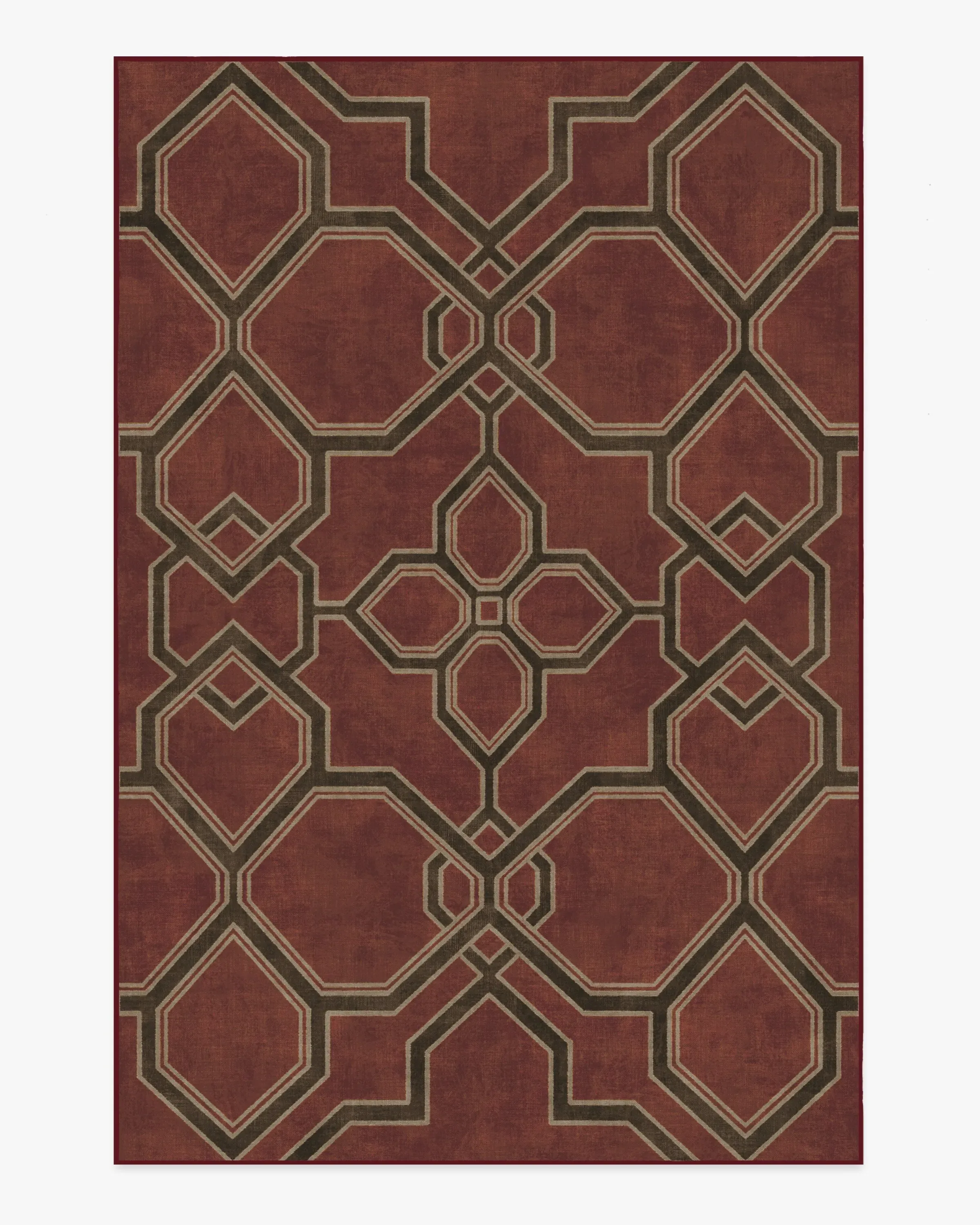 Large Area Rug Machine Washable - Red, Flatwoven