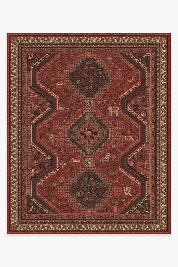 Large Area Rug Machine Washable - Red, Flatwoven