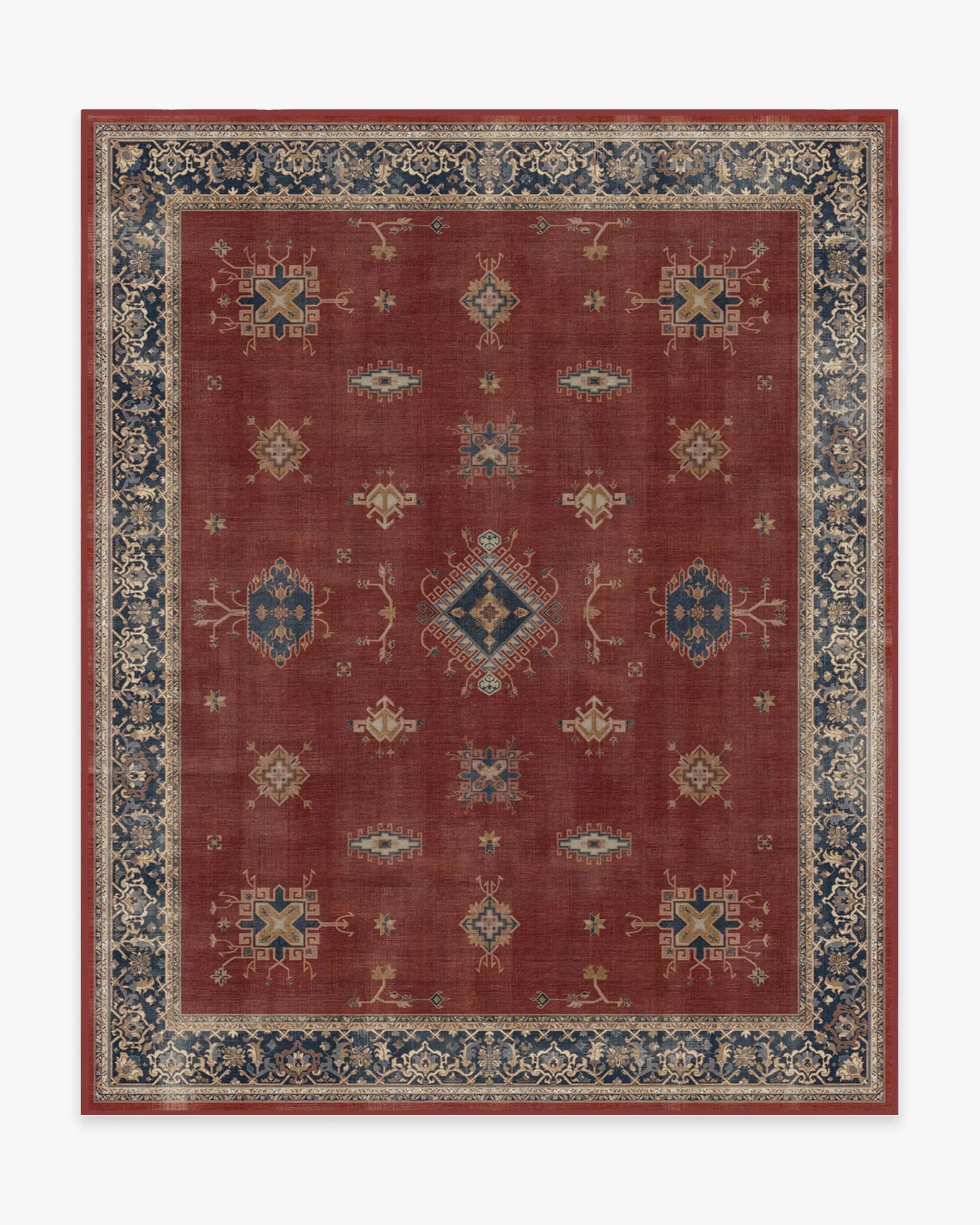 Large Area Rug Machine Washable - Red, Flatwoven