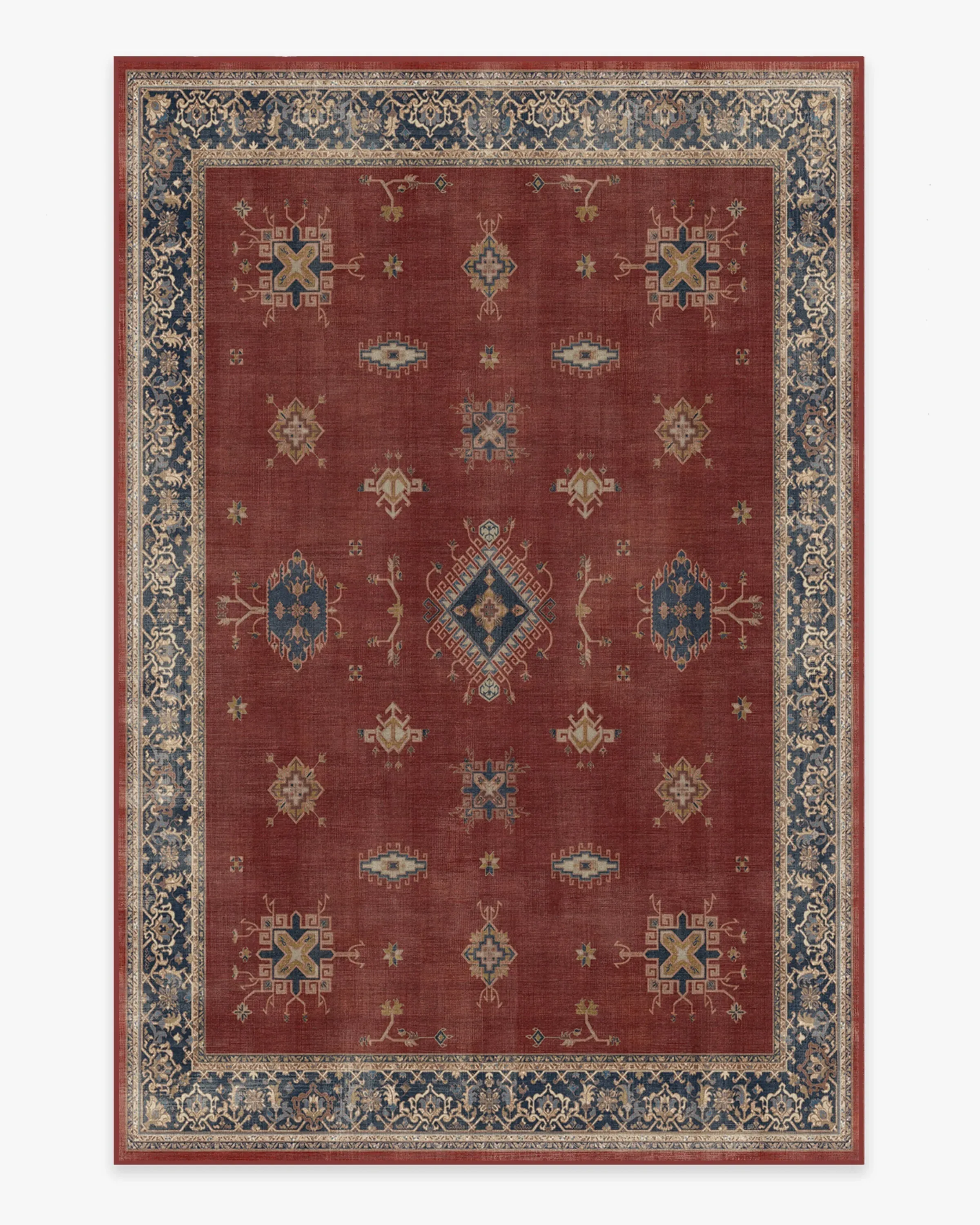 Large Area Rug Machine Washable - Red, Flatwoven