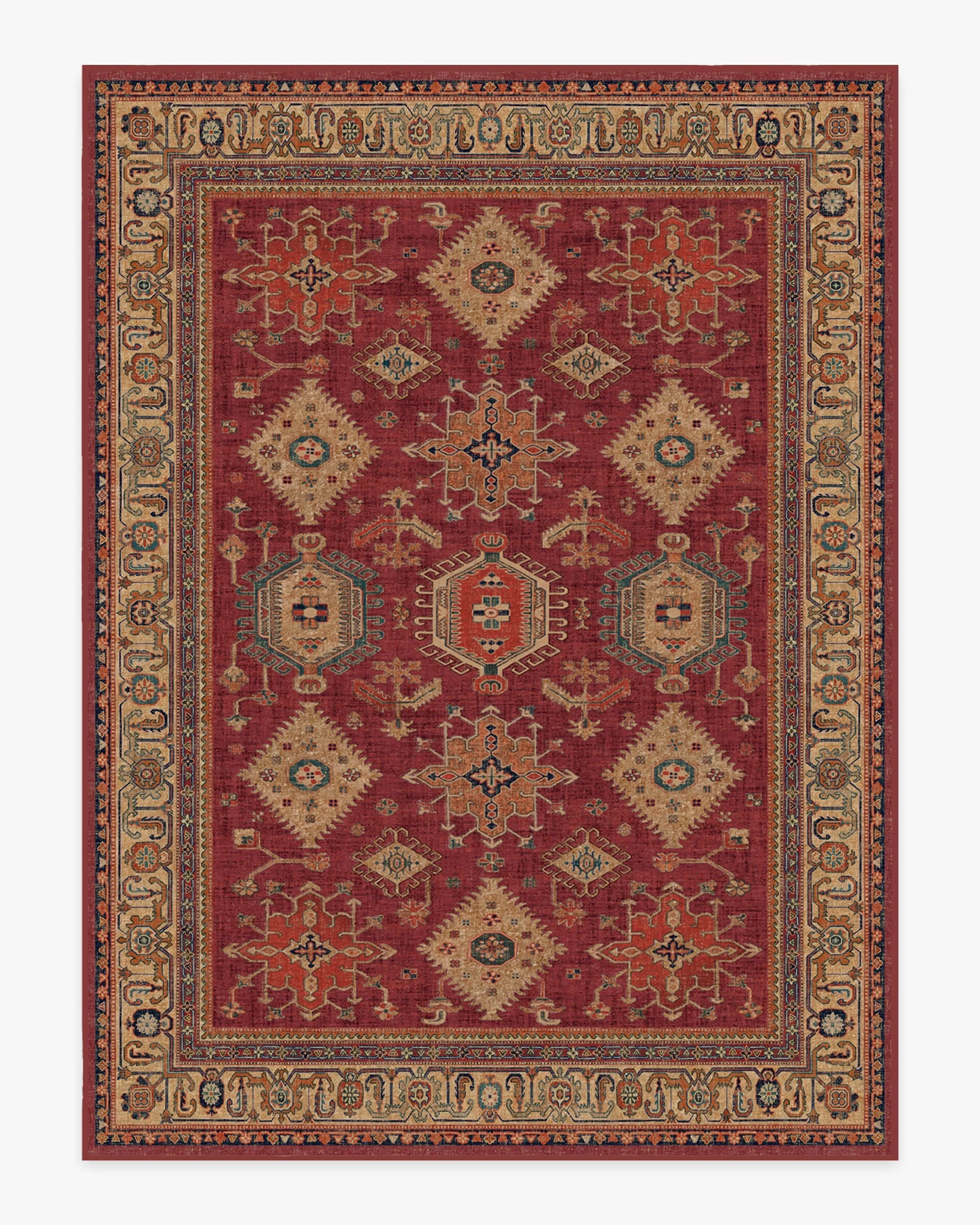 Large Area Rug Machine Washable - Ruby Red