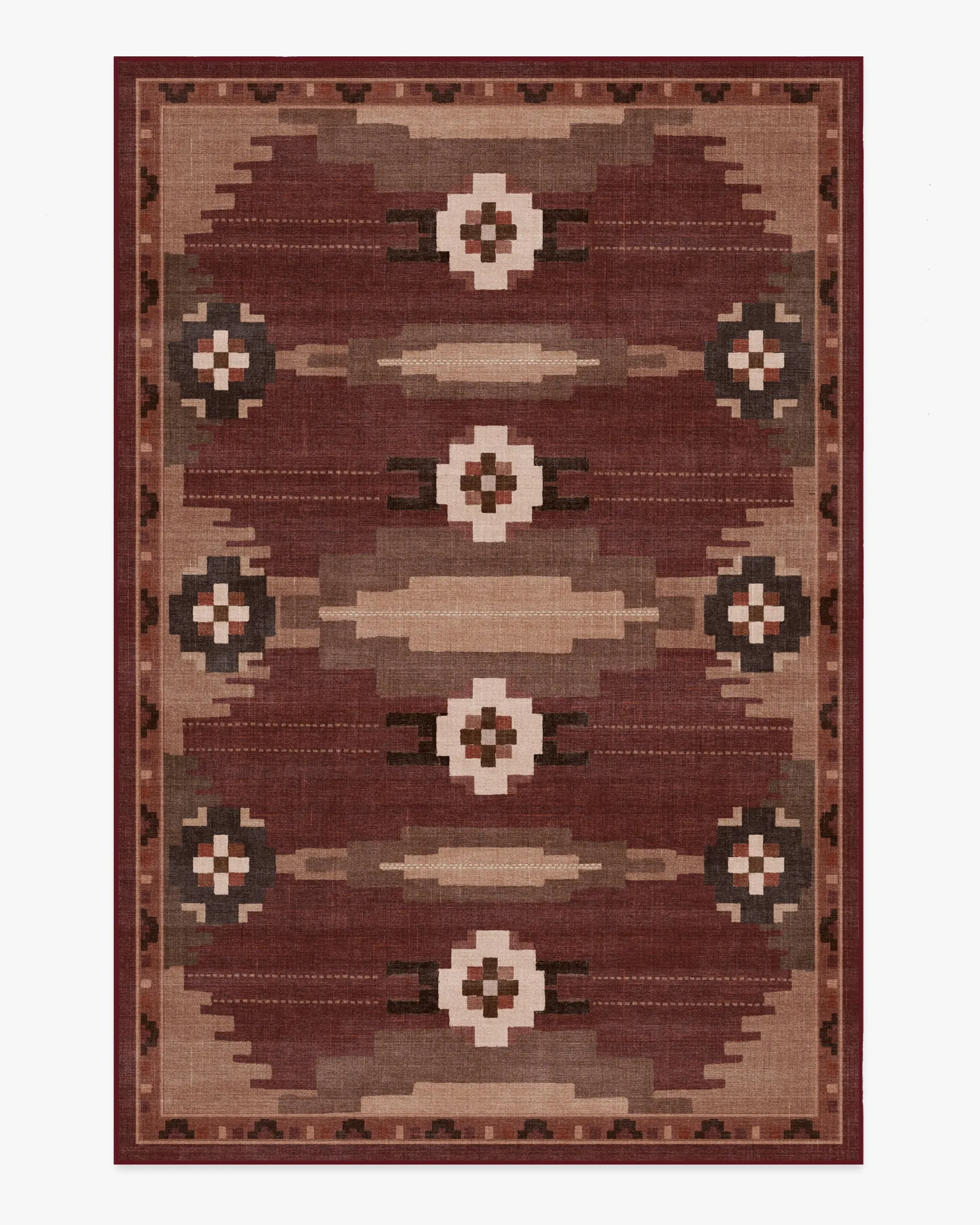 Large Area Rug Machine Washable - Rust Red
