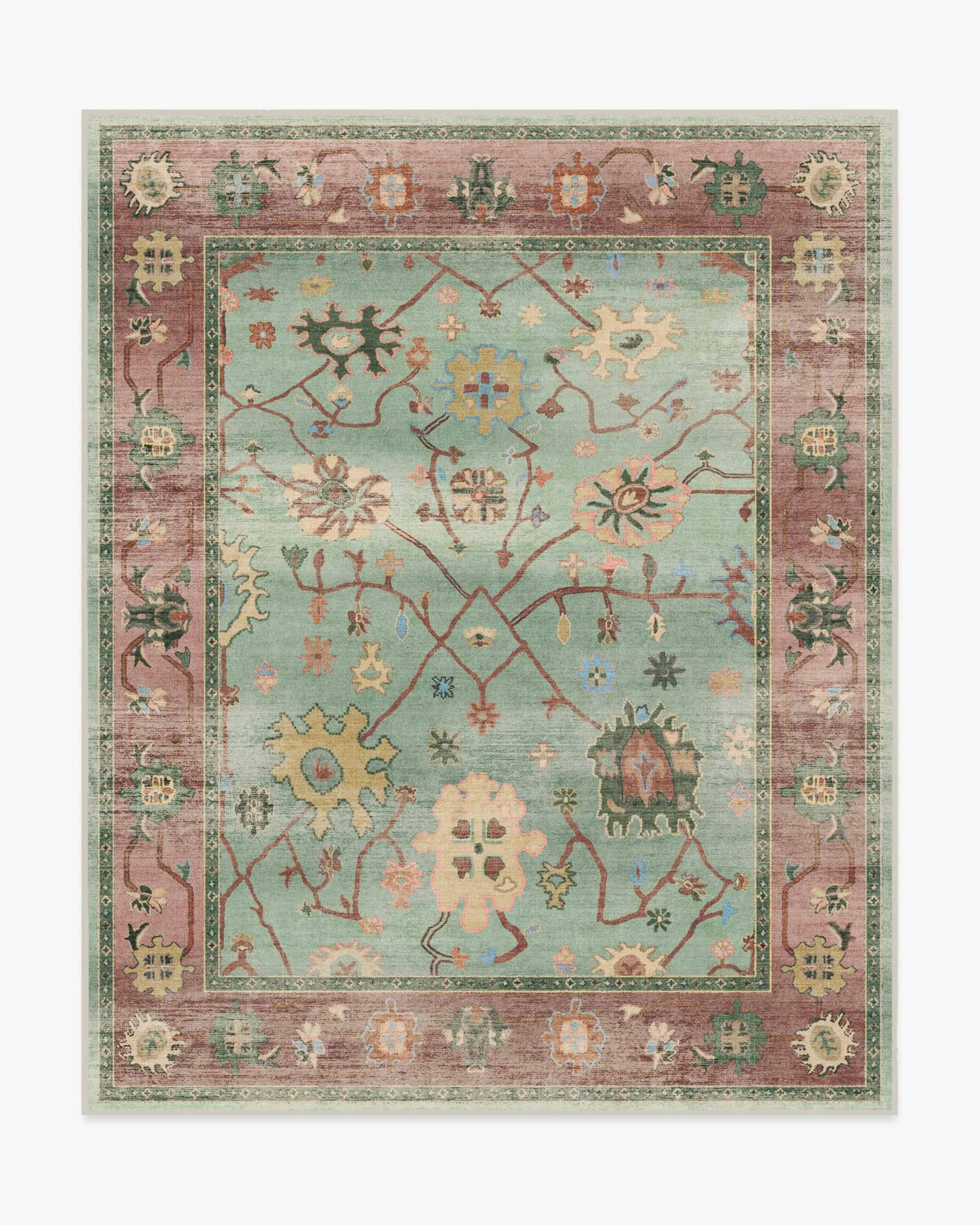 Large Area Rug Machine Washable - Sage Green