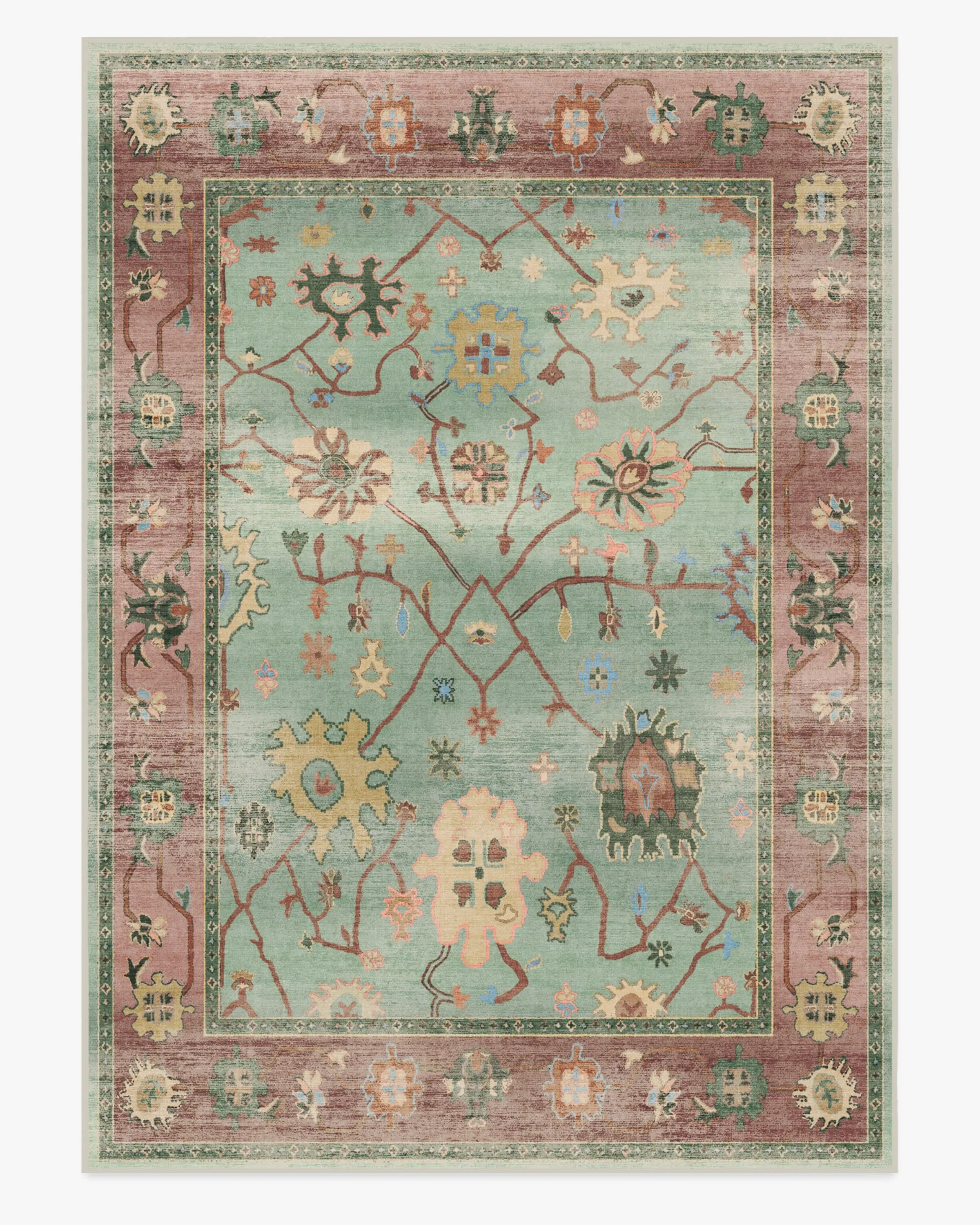 Large Area Rug Machine Washable - Sage Green