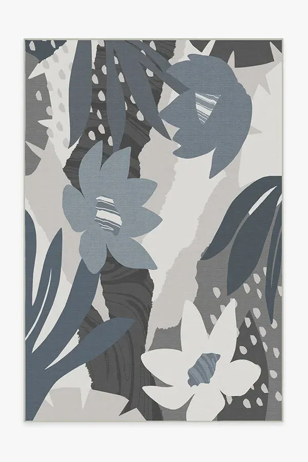 Large Area Rug Machine Washable - Steel Blue